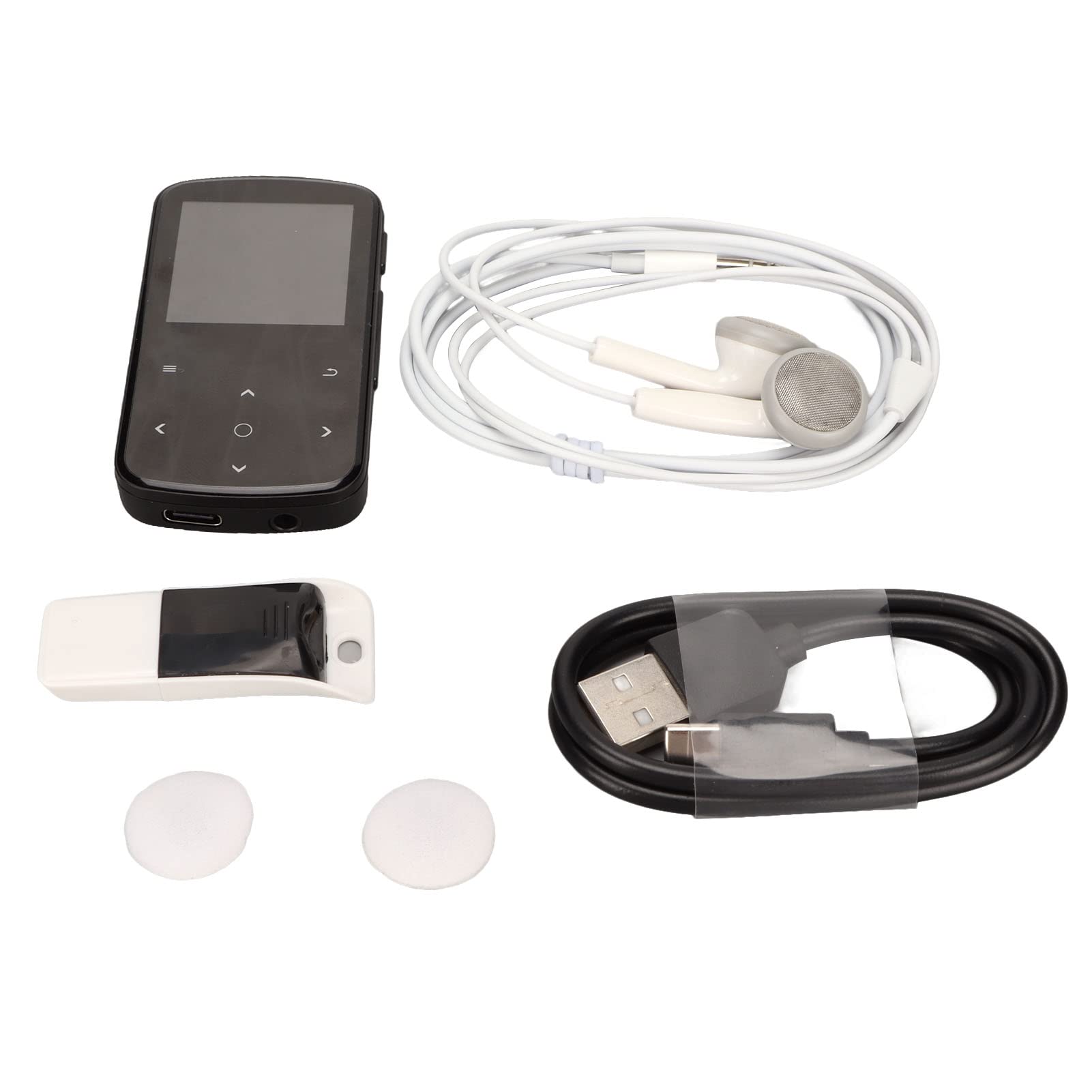 Lettore musicale MP3 con clip posteriore, lettore MP3 a bassi potenti, 1,54 pollici, riduzione intelligente del rumore per l'uso quotidiano per lo sport (64 GB)