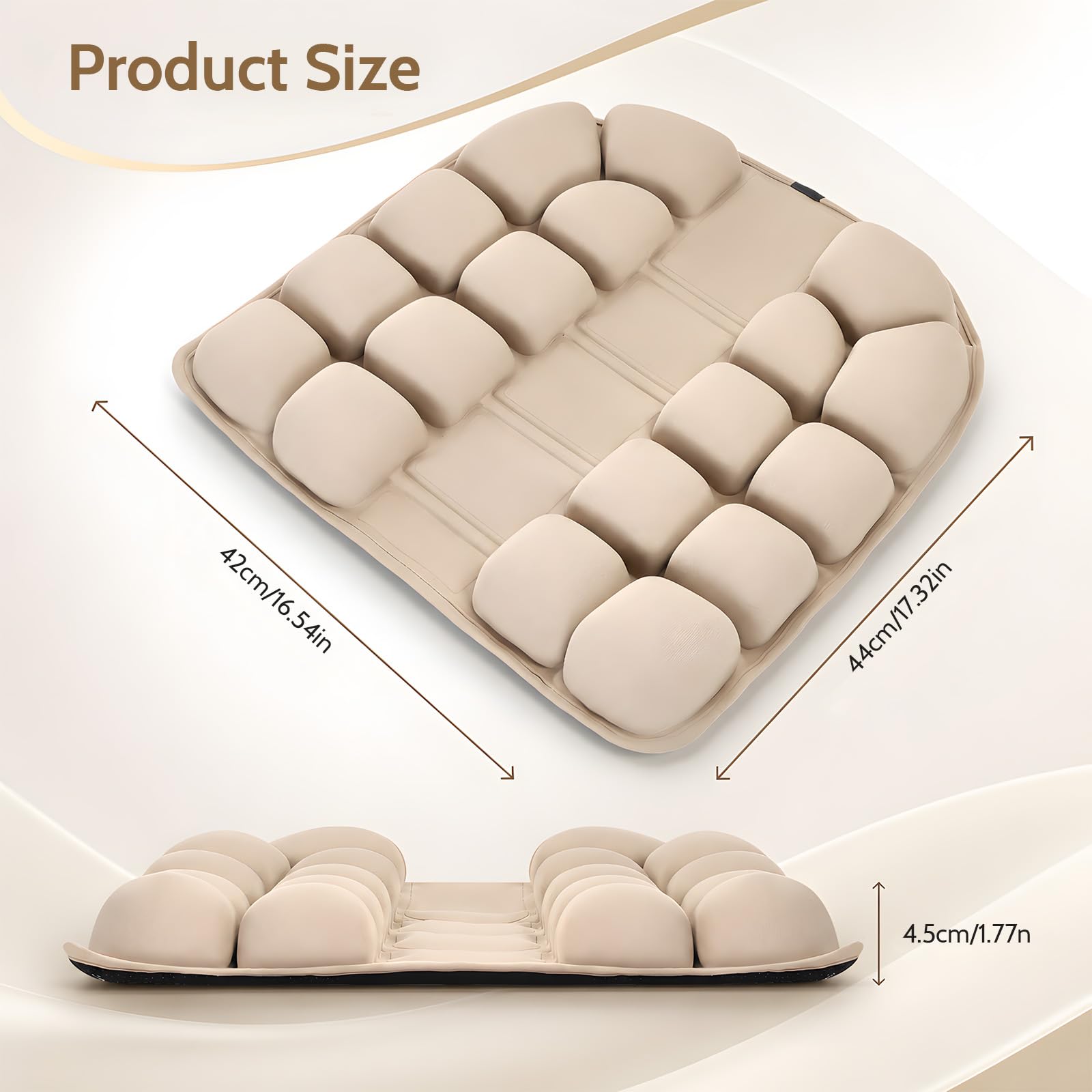 Cuscino antidecubito da 44 x 42 cm, con 30 camere d'aria, ortopedico, ergonomico, gonfiabile, per alleviare il carico del coccige quando si è seduti a lungo, per auto, ufficio, casa, sedia a rotelle e