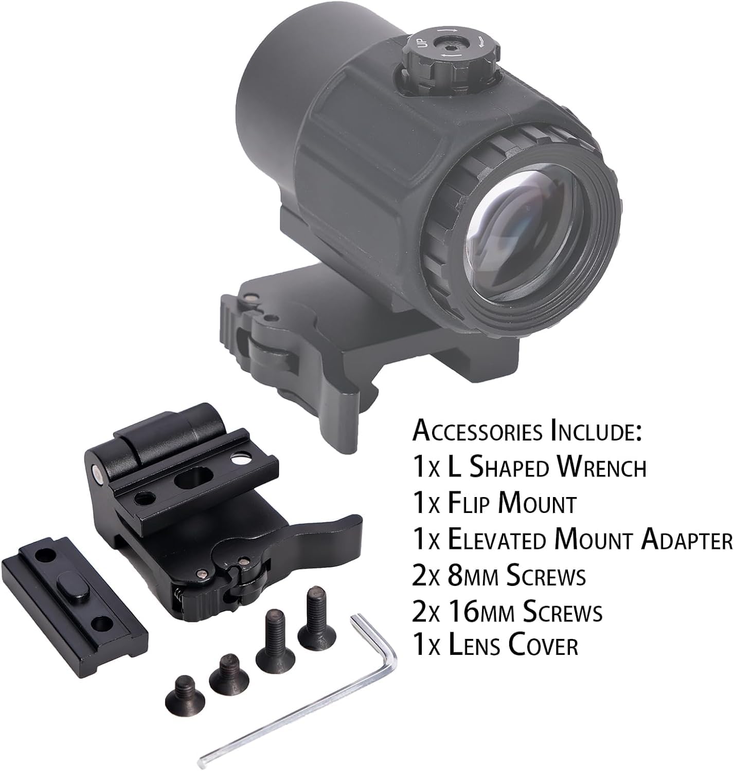 KinZon 558 G43 Visée Holographique à Point Rouge & Vert + Combinaison avec Loupe Grossissante 3X G43 + Montage Flip QD Intégré (Noir)