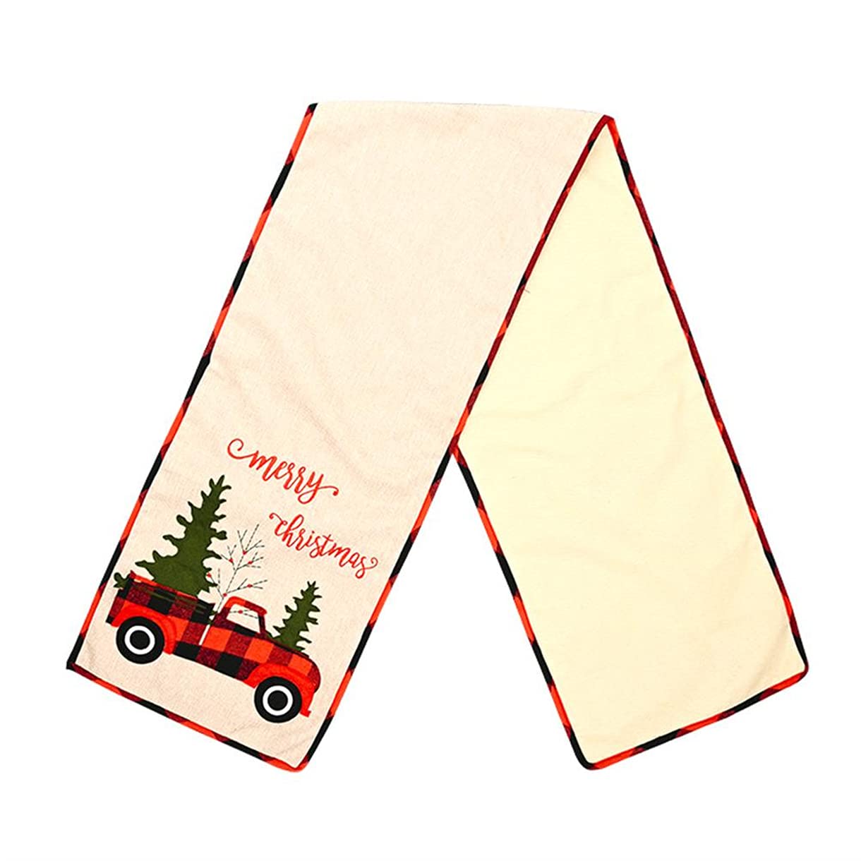 N+BChristmas Table Runner, Burlap Embroidered Christmas Dining Table Runner Cloth for Christmas Party Holiday Table Decoration, 14 x 72 Inches