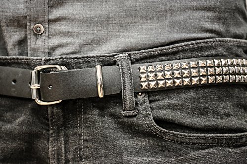 Three Row Mini Pyramid Stud 1 1/4" Belt Made In USA Genuine Leather Punk Goth Thrash Metal2