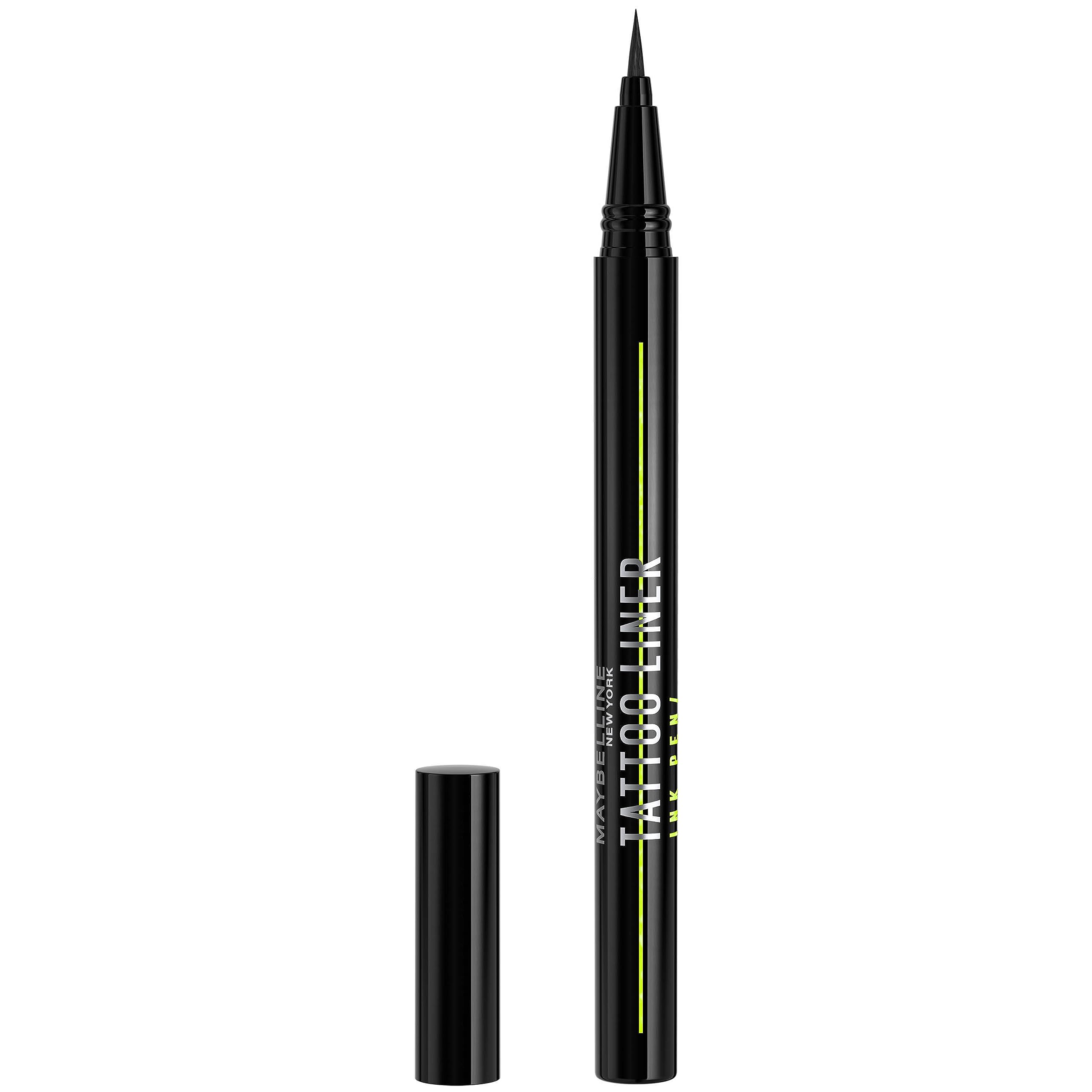 Maybelline New York Tattoo Liner Ink Pen, Eyeliner en formato rotulador, Waterproof, Hasta 24h, Negro Mate