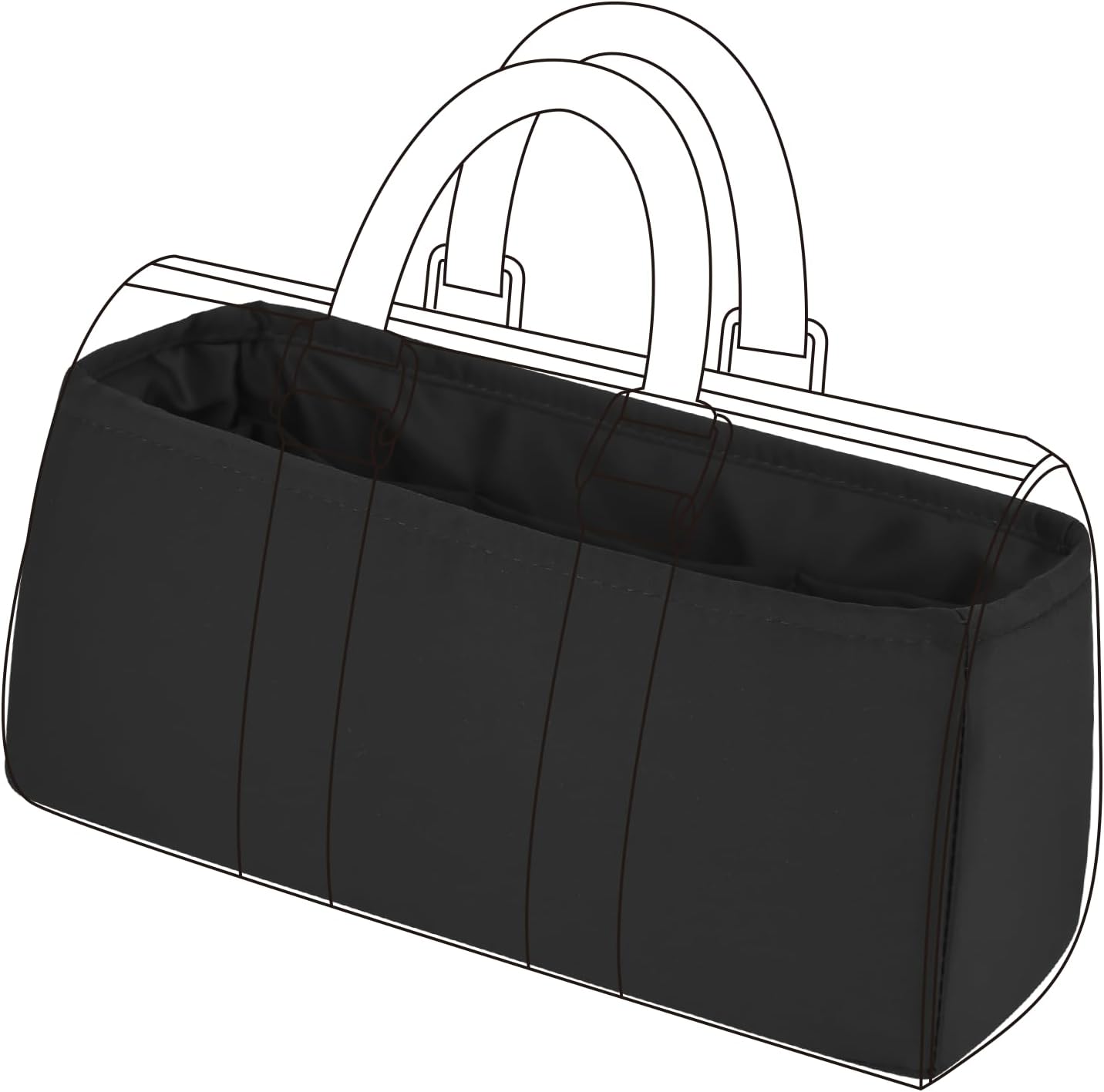 DGAZ バッグインナーバッグ 柔らかい 高級シルク サテン トートバッグ用 適用LV keepall Bags（ブラック、keep