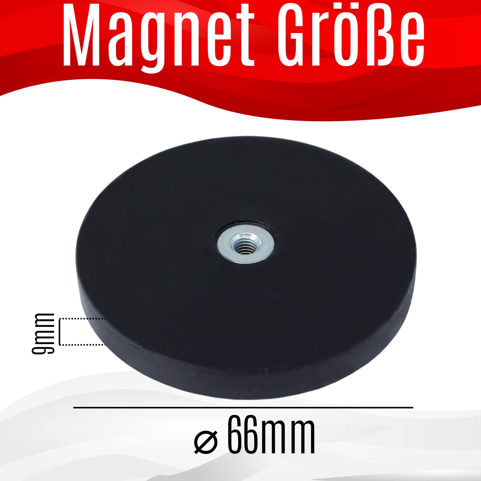 Lot De 8 Aimants Néodyme Caoutchoutés - Diamètre 43 Mm, Filetage M6, Force 10 Kg