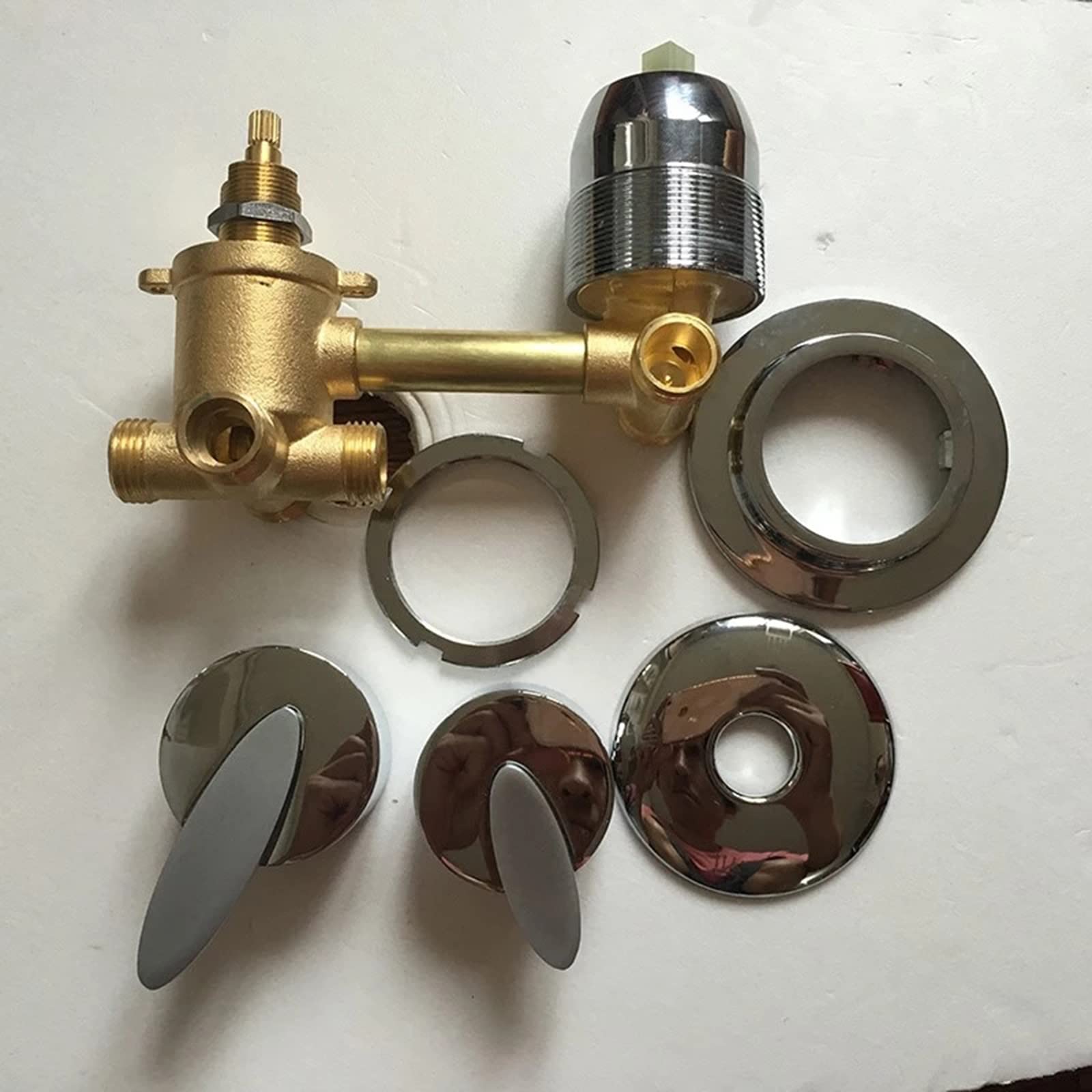 Válvula de ducha de latón 3Way con interruptor de control de agua fría y caliente, cartucho de cerámica, boquilla inversora de columna ajustable, accesorio de fontanería duradero para baño