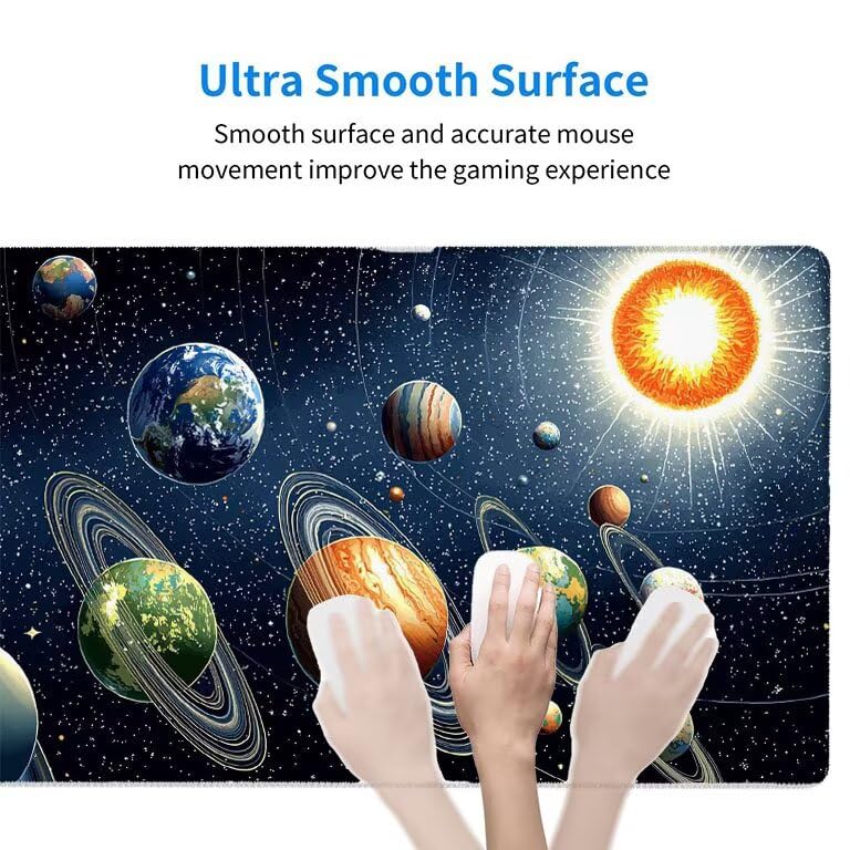 Tappetino Mouse Gaming XXL 1600 x 800 mm Tappetino Antiscivolo Sottomano Da Scrivania Per Mouse e Tastiera, Con Base In Gomma Antiscivolo, Lavabile, Mouse Pad Cosmo pianeta, Regalo per Uomo L-987