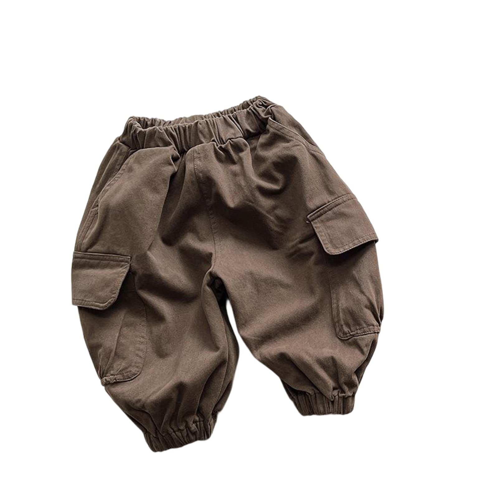 Toddler Baby Girls Cargo Pants Kids Baggy Casual Joggers Solid Elastic Waist Harem Sweatpants Hip (Coffee, 12-18 Months)