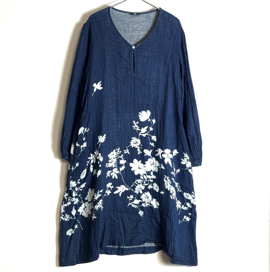 Amazon.co.jp: 45R インディゴ 抜染 フラワー ワンピース 45rpm : Home  