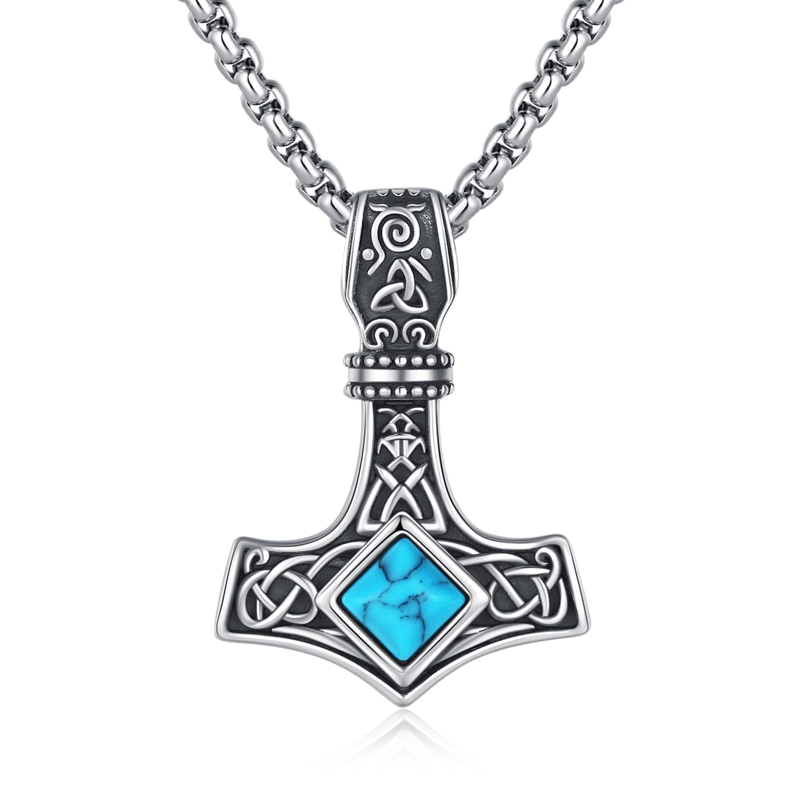 Muttertagsgeschenke für Mama Wikinger Kette Herren 925 Sterling Silber Pfeil Thors Hammer Kette Amulett Schmuck für Herren Sohn Jungen Damen Männer Unisex
