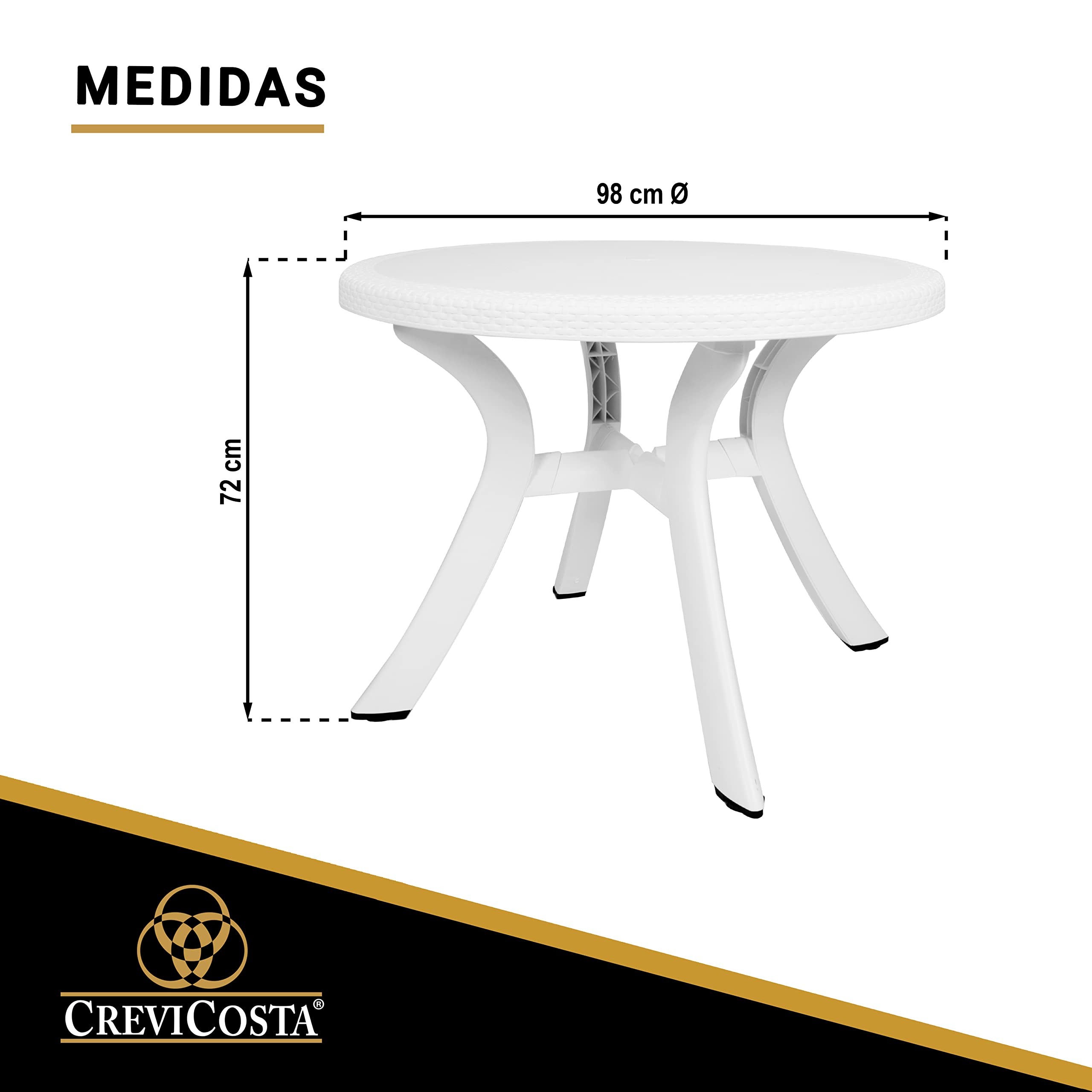 CREVICOSTA QUALITY MARK MARCAS DE CALIDAD - Mesa Caribe Redonda 98x98 (Blanco)