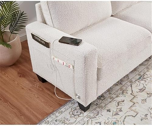 Miniatura 51 de BOWERY HILL Sofá cama reversible/seccional de lino gris acero con almacenamiento para espacio pequeño Gris,Beige,Negro