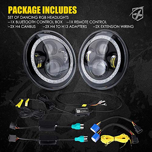 Image of 7 inch LED Headlights w /Stylish Halo & Turn Signal for 97-18 Wrangler TJ JK