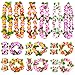 GWHOLE 48 Pièces Hawaiian Fleurs Guirlande Multicolore Tropical Décoration, 24 Bracelets 12 Bandeaux et 12 Colliers pour Luau Hawaiian Plage Mariage Pique-Nique Fête Party