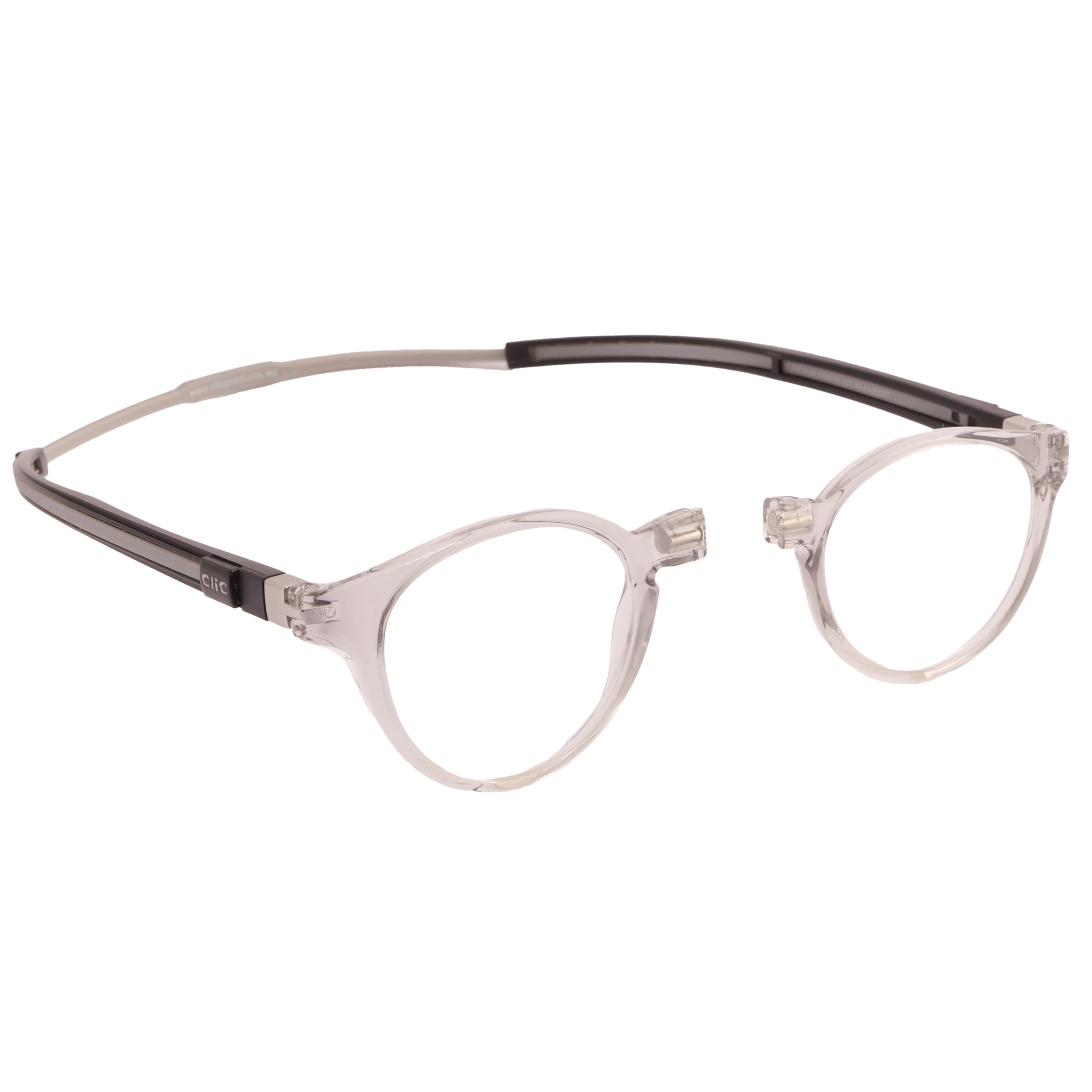 Clic Eyewear - Tube Pantos - Light Grey (+1,5) - Elastyczne okulary do czytania z magnesem - Okulary do czytania męskie/damskie - Okulary do czytania z magnesem - Made in Italy