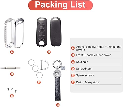 Miniatura 7 de RUABIBAN Funda para Llavero Compatible con Mazda, Funda de Protección de 360 Grados de Cuero Negro con Cristal para 3 6 8 Miata MX-5 CX-3 CX-5 CX-7
