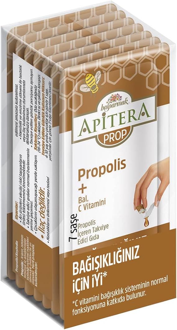 Apitera PROP Doğal Bal, C Vitamini ve 175 mg Propolis İçeren Takviye Edici 56'lıSaşe