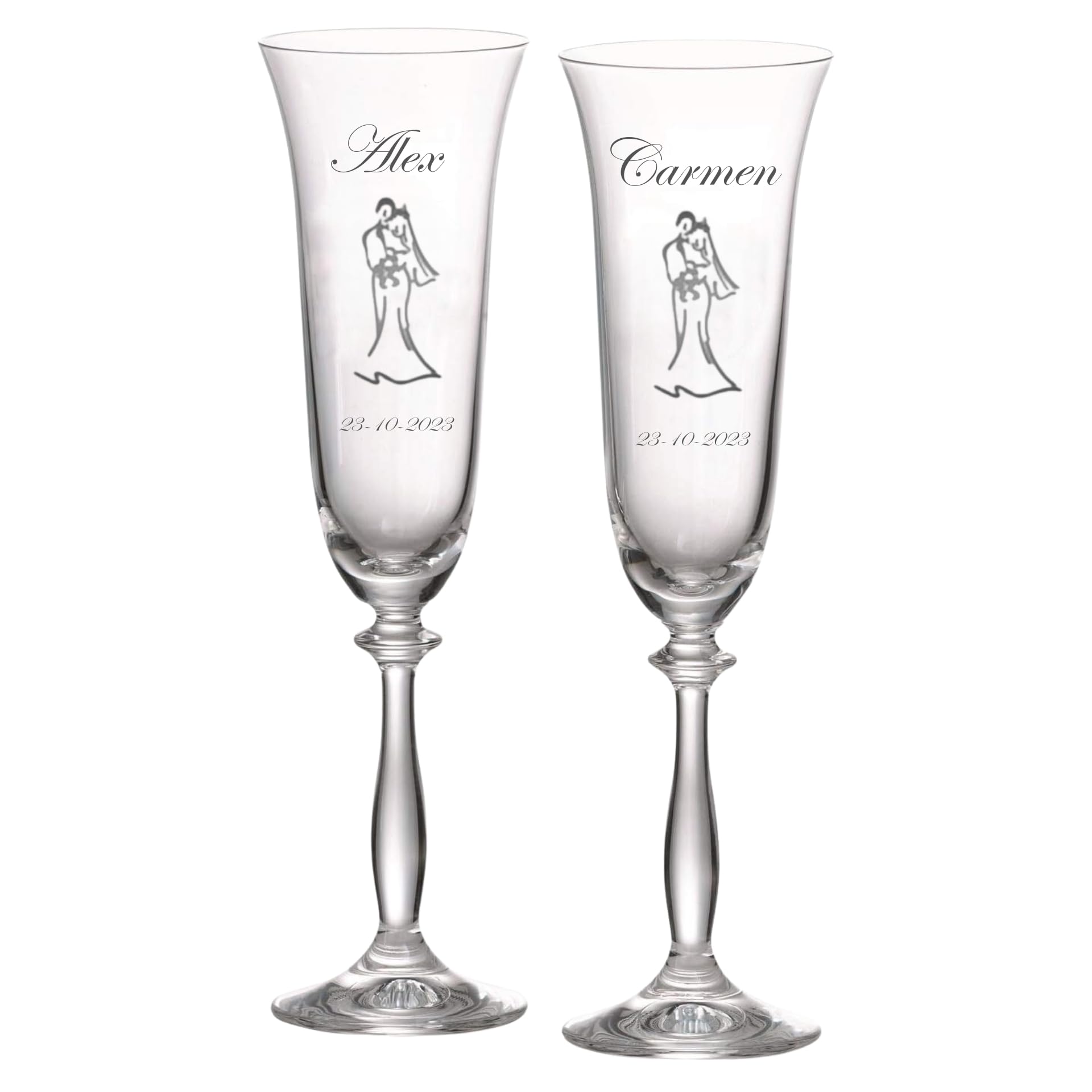 JOYERIA EL FARO | Copas grabadas para novios | Copas personalizadas para bodas | Cristal de Bohemia de alta resistencia | Estuche premium incluido | Brinda y celebra el amor