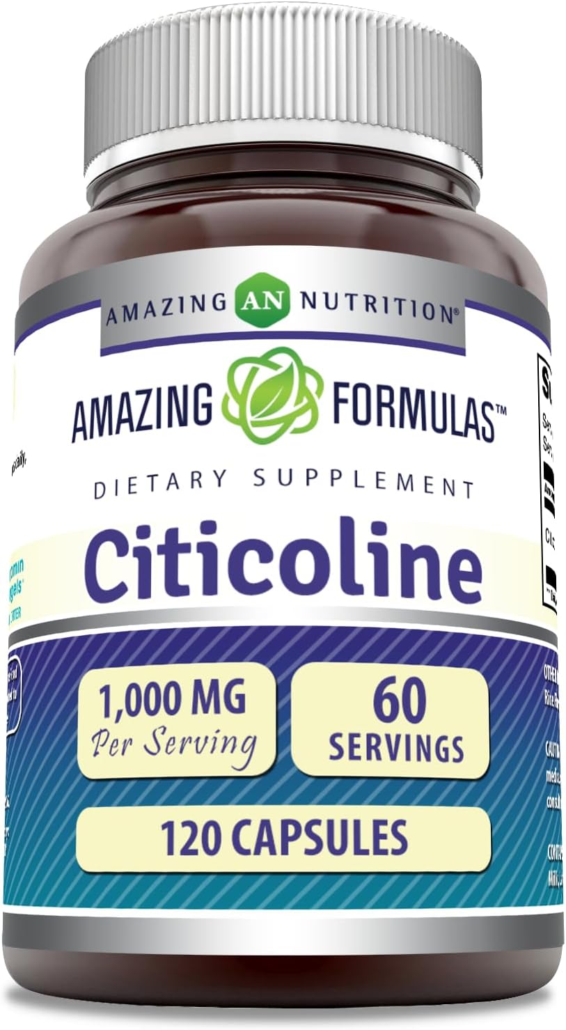Amazing Formulas Citicoline Supplement | 1000 Mg per Serving | 120 Capsules | Non-GMO | Gluten-Free | Made in USA