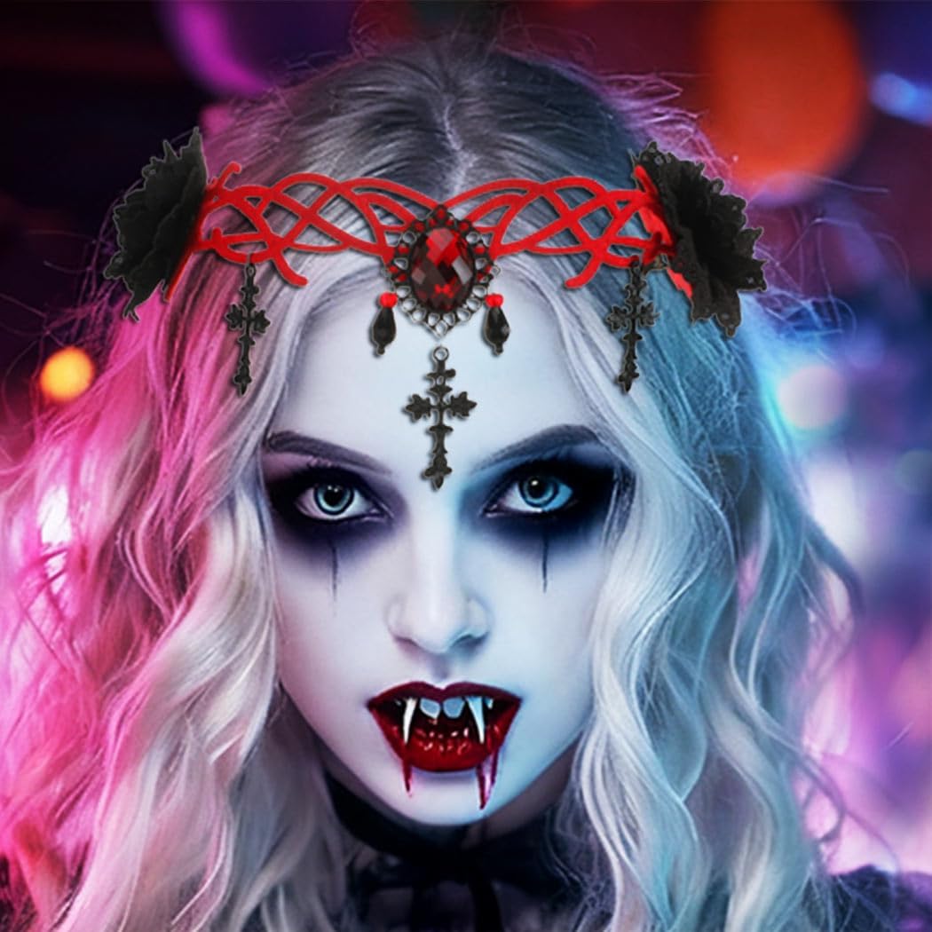 GORTIN Vampire Headpiece Black Gothic Headband Witcher Masquerade Cosplay Halloween Costune Hair Accessories for Women