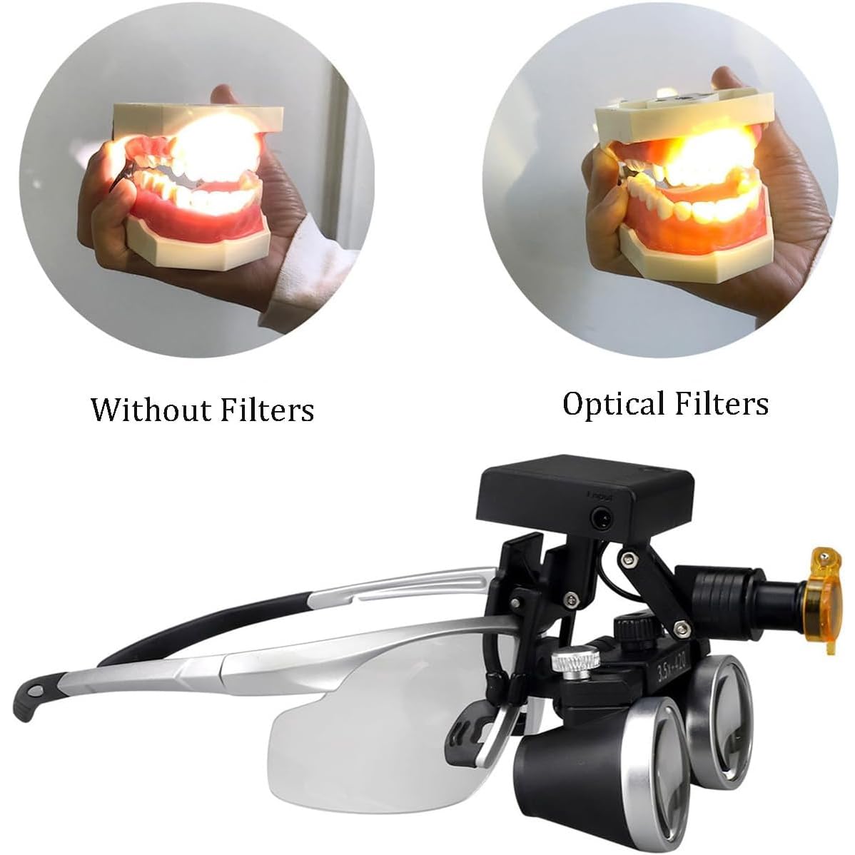 Lente di ingrandimento dentale con luce a LED, distanza di lavoro regolabile per professionisti dentali
