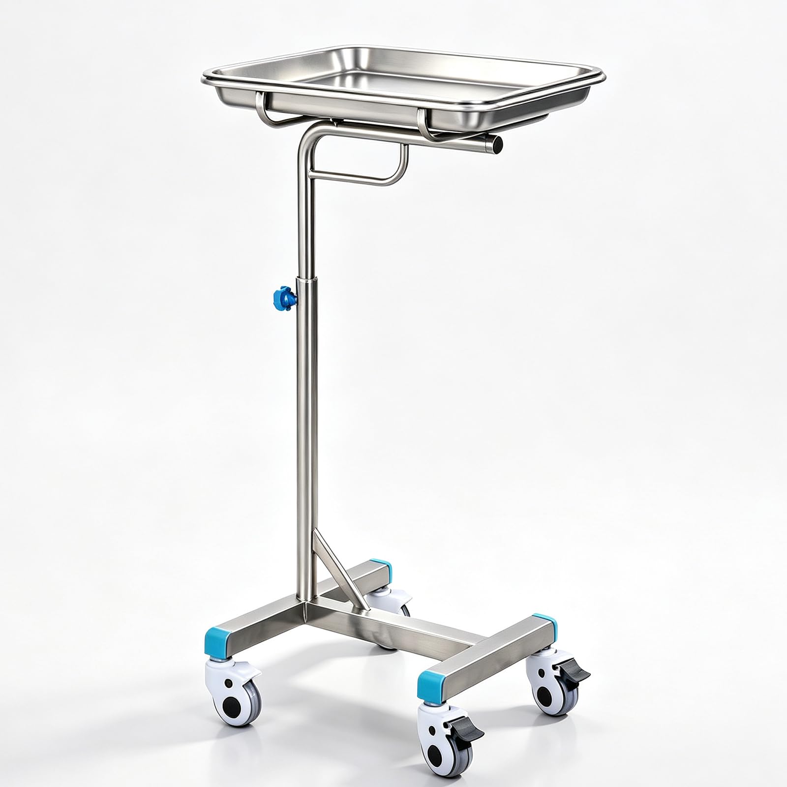 Carro Laboratorio Médico,tamaño Paleta 50*40cm,altura 85-120cm, Capacidad Carga 55libras,con Base Lastrada Tipo H Y Rueda Universal 360°,amplio Espacio Almacenamiento,carro Móvil Un Solo Poste