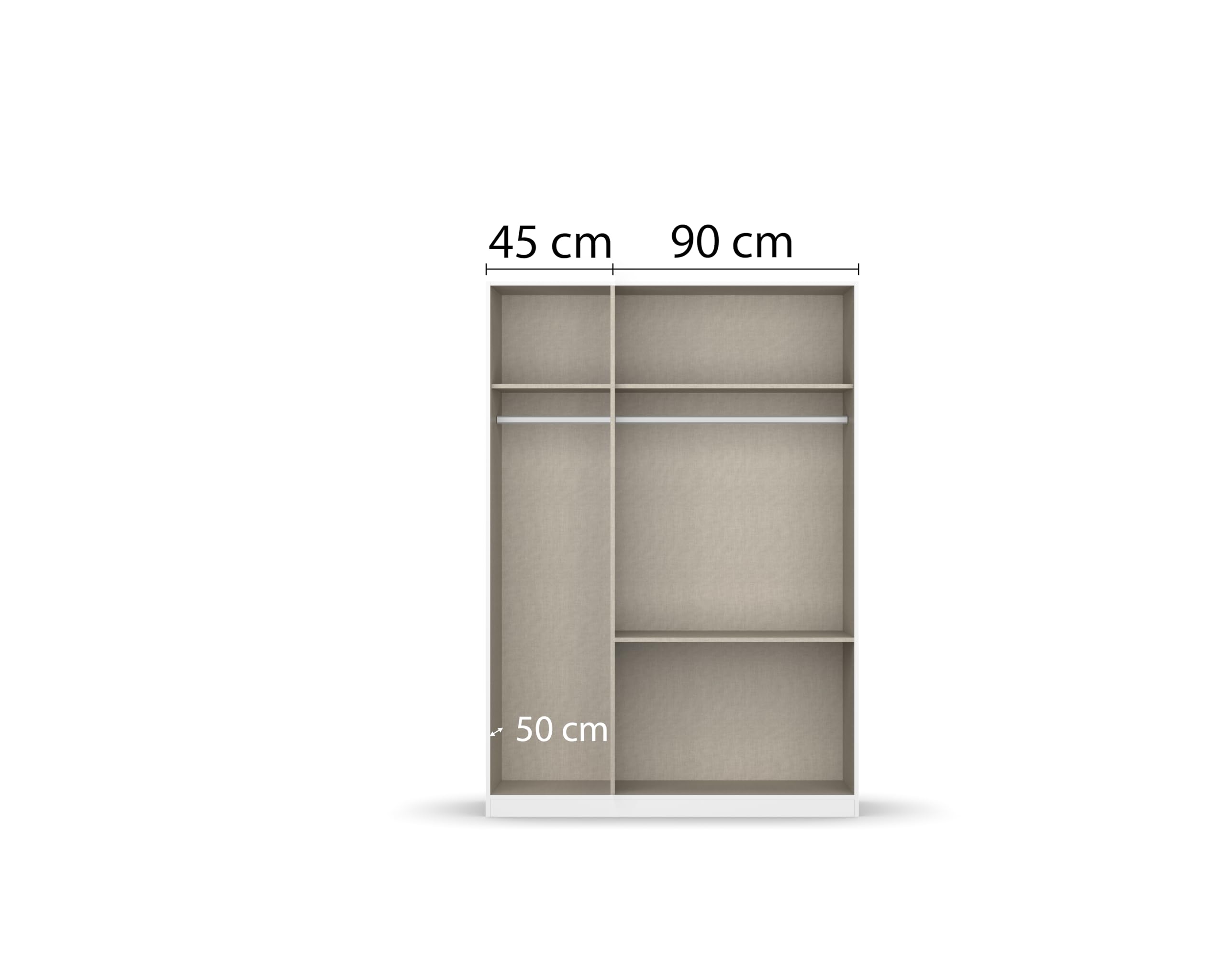 Rauch Möbel Costa, Kleiderschrank für Schlafzimmer, Kinderzimmer, Babyzimmer, Jugendzimmer, Flur, Garderobe 3-türig, 2 Schubladen, Push-to-Open, Farbe Weiß, Breite 136 cm