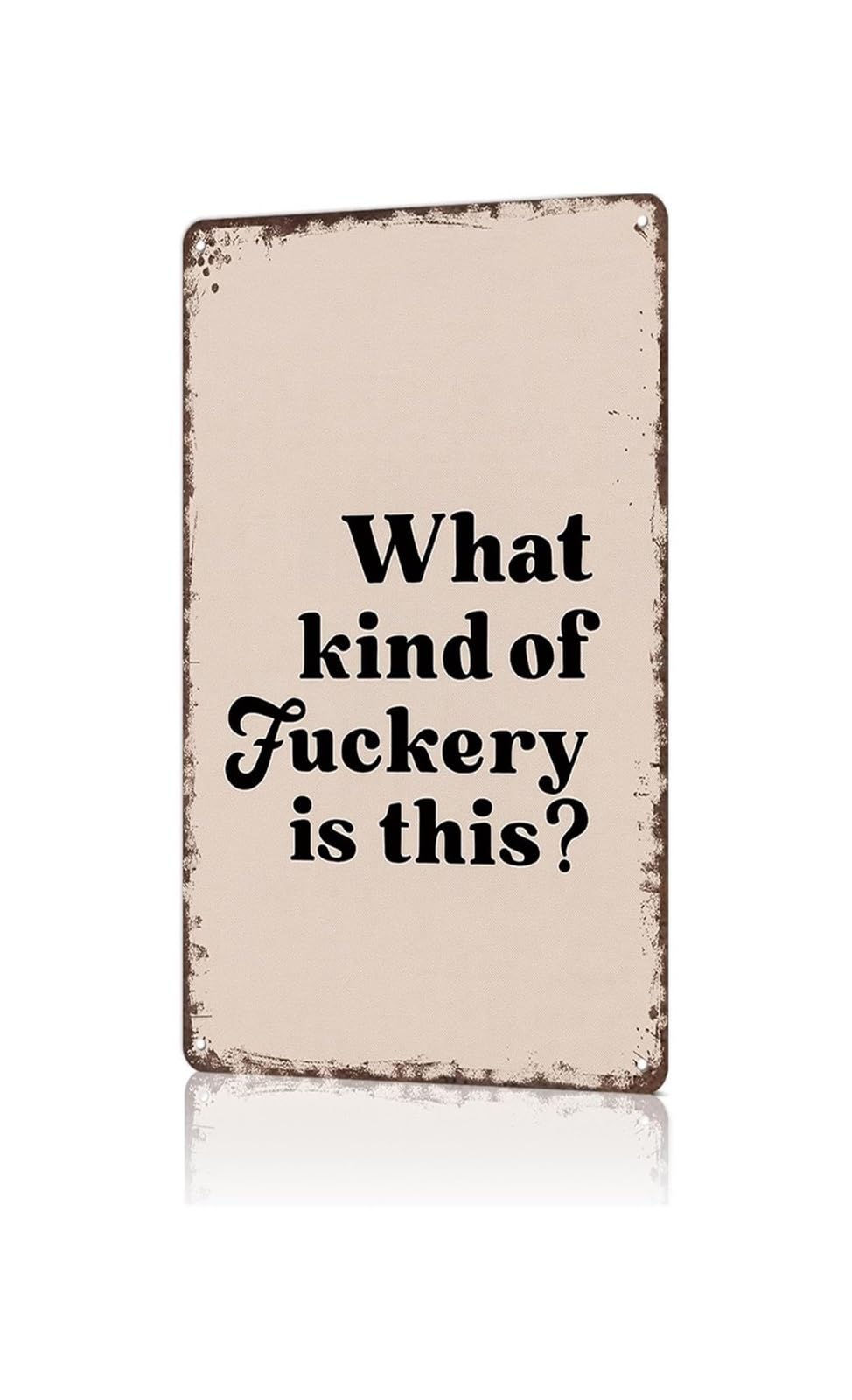 XHAJCSJWGD Nostalgic Metal Poster Questioning Look Pattern Wall Hanging for Laundry Room Workshop Basement 8 X 12 inch