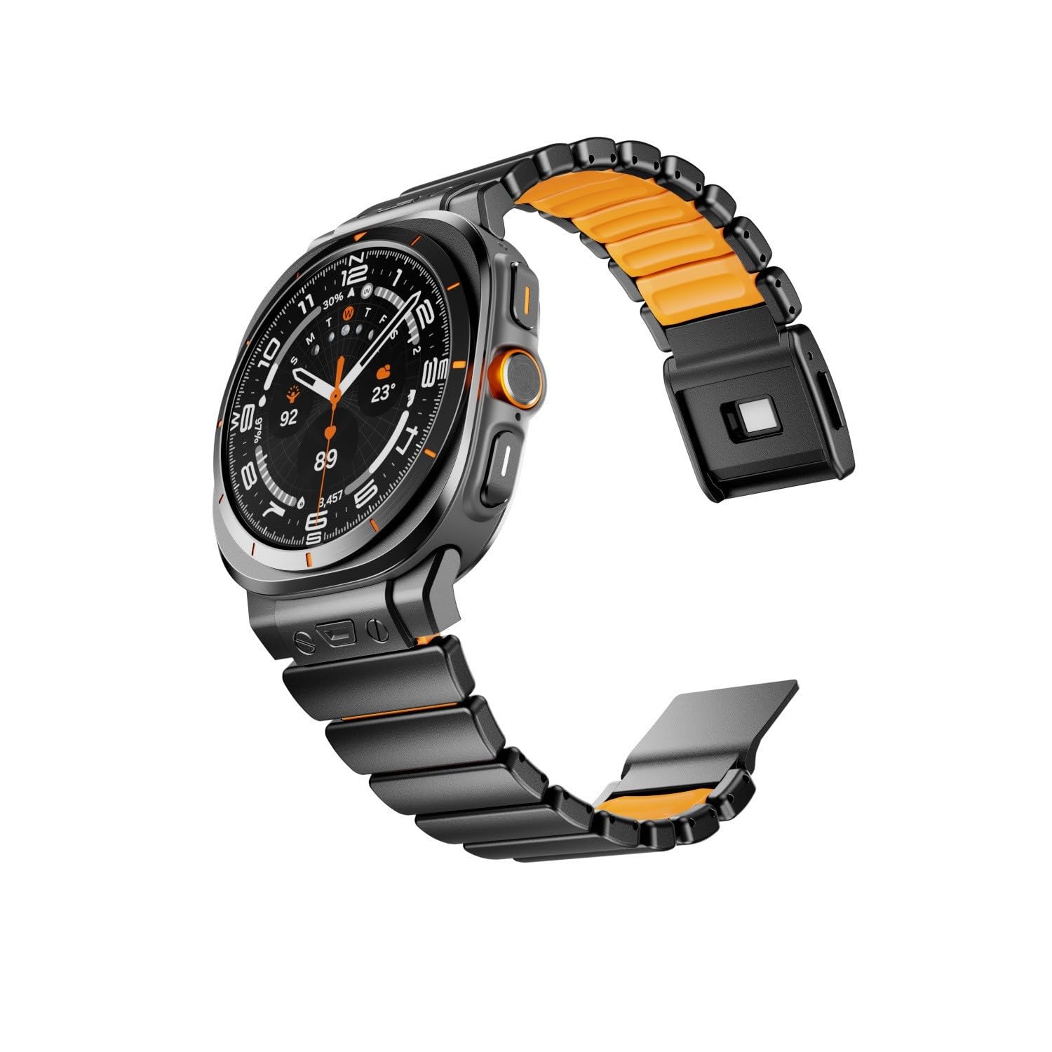 Pour Samsung Watch Ultra1/2 47mm 2026 Bande caoutchouc titane largeur 24mm