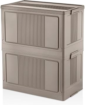 Deconox Giant Size Folding Lock Lid Safe 55 Liter Volume, Space-Free Portable Storage Box Safe Organizer for Consecutive, Balcony, Kitchen, Pantry, Garden and Car Luggage (SOIL)