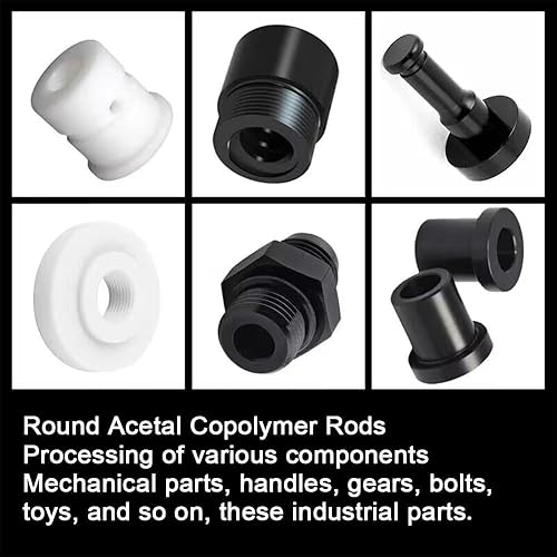 Miniatura 10 de Varillas redondas de copolímero acetal (2 unidades)  Varilla redonda de plástico de copolímero acetal negro opaco (POM) de 12 pulgada de diámetro y