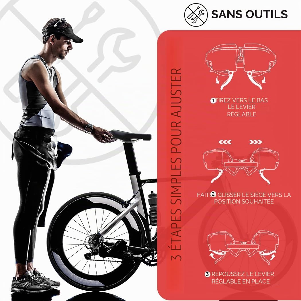 Selle de vélo avec Largeur réglable en continu - Siège de vélo Confortable et respectueux de la Prostate pour VTT, vélo de Route, vélo de Ville et Train à Domicile