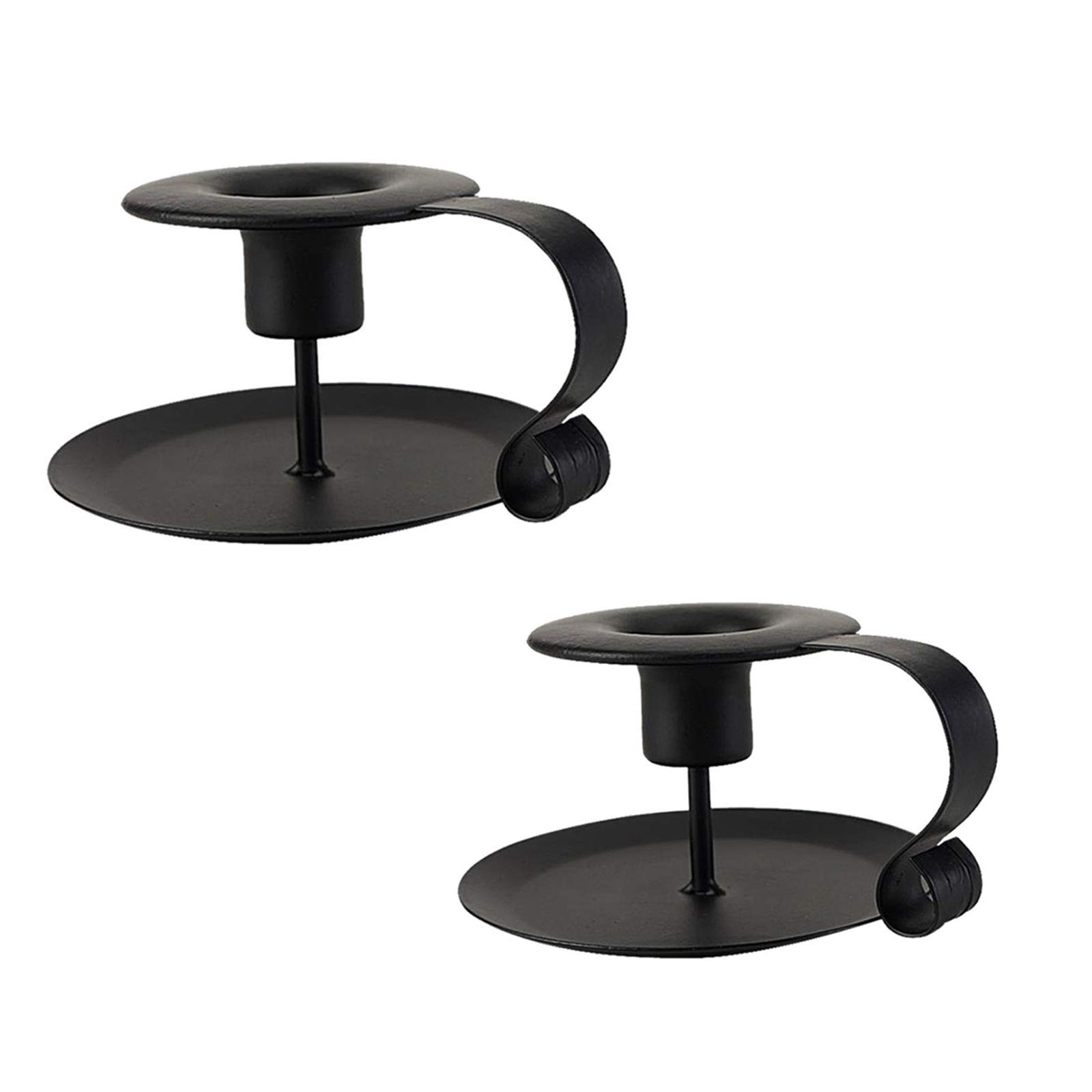 JOUDOO Wrought Iron Candlesticks for Taper Candles, Vintage Style Candelabrum for Table, Candlelight Dinner, Birthday, Festival, Christmas, Halloween Decorations Indoor, Black Candle Holder (2)