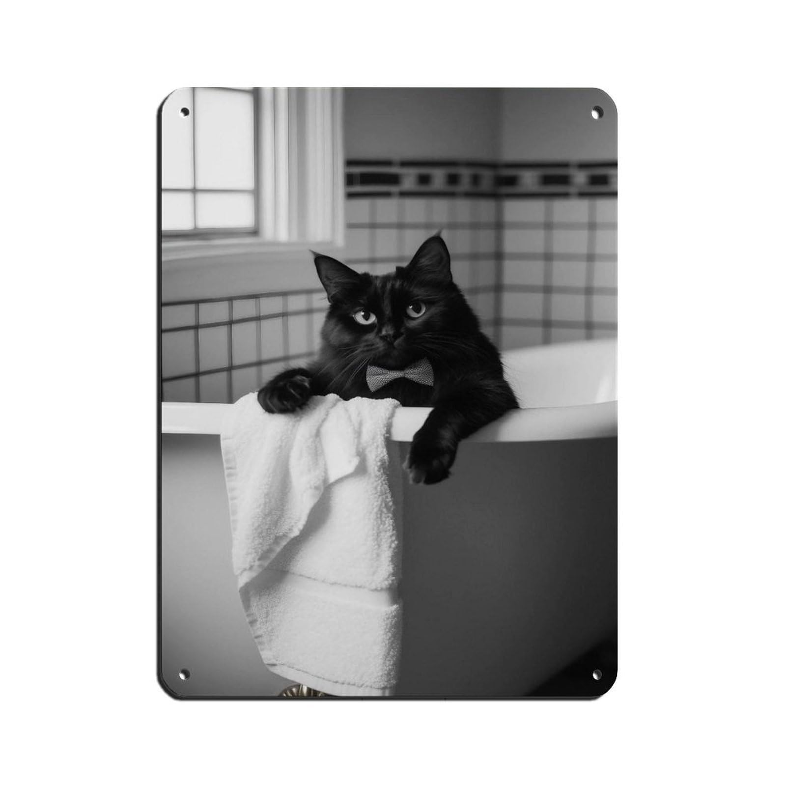 Black Cat, Cat In Bathtub Art Retro Poster Metal Tin Sign Chic Art Retro Iron Painting Bar People Cave Cafe Family Garage Poster Wall Decoration 12x16inch(30x40cm)