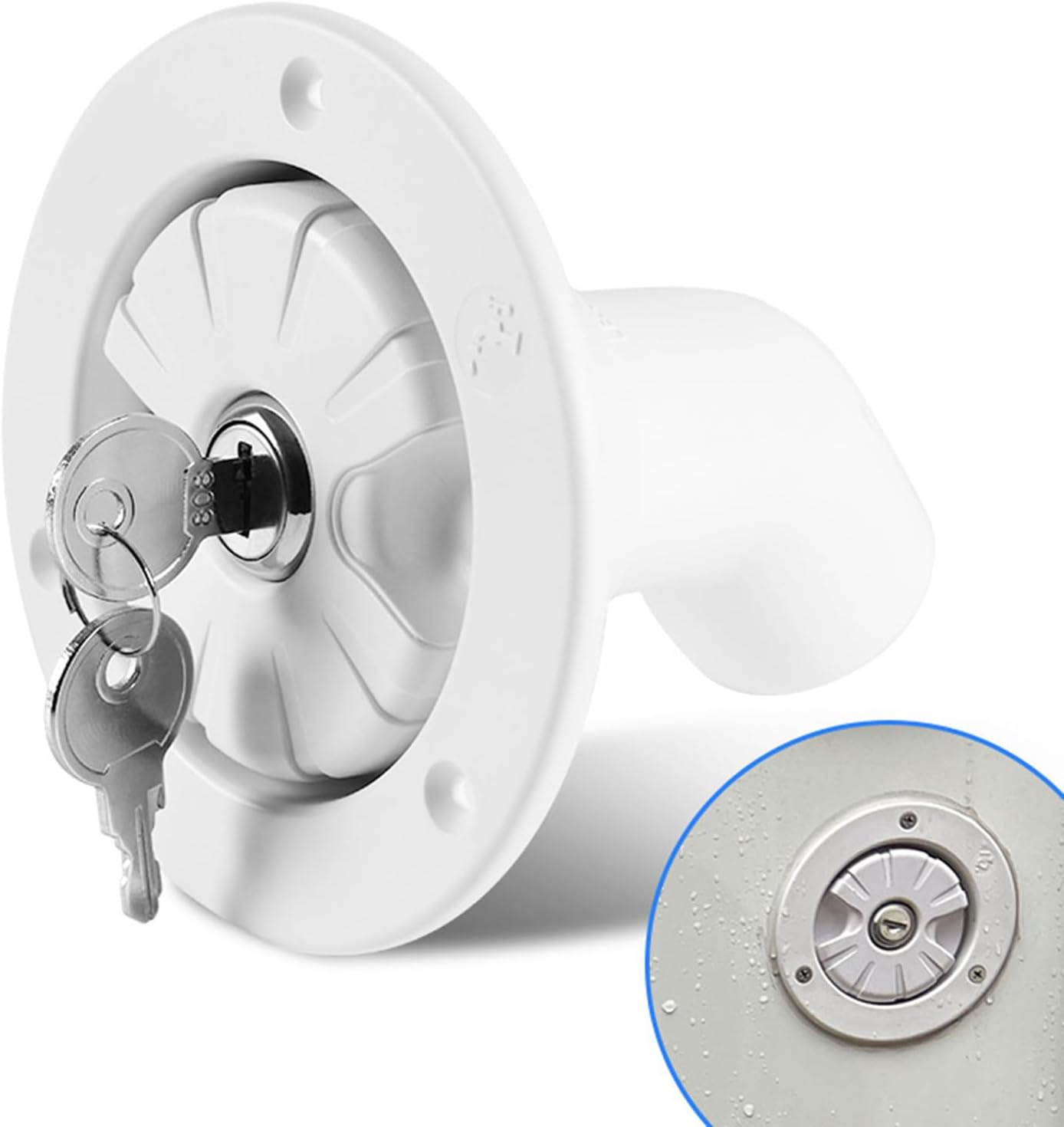 Gravity Water Fill Cap 78 mm Caravan Motorhome Water Tank Cap Nozzle City Fresh Water Fill Inlet for RV, Trailers, Boat