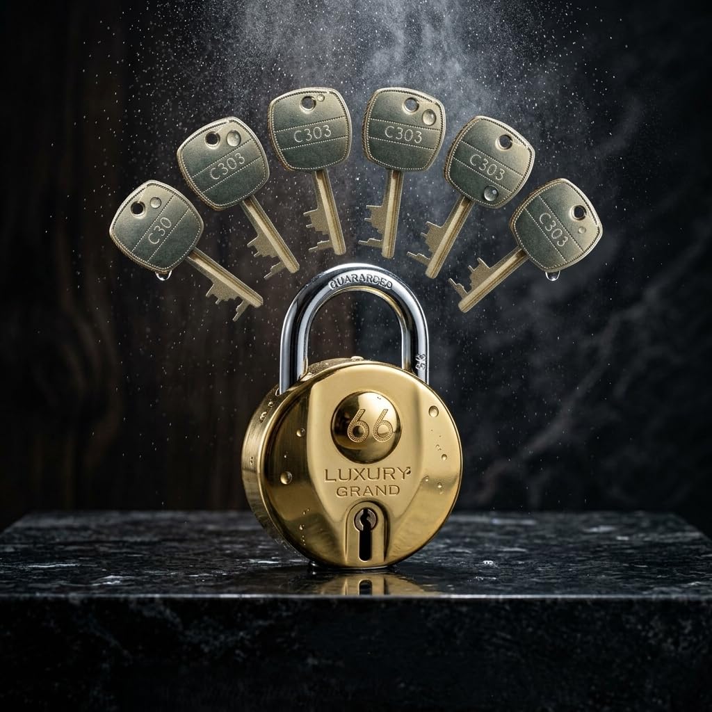 Luxury Grand 66mm Heavy Duty Brass Padlock | 9 Lever High Security Lock | 6 Keys | Hardened Steel Shackle | Water Resistant | Ideal for Gates, Shutters, Warehouses & Commercial Security-image-6