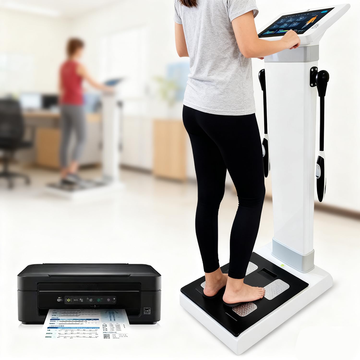 Advanced Body Composition Scale with Printer - 10 1 Inch Full Body Analyzer Bioelectrical Impedance Analysis for 40
