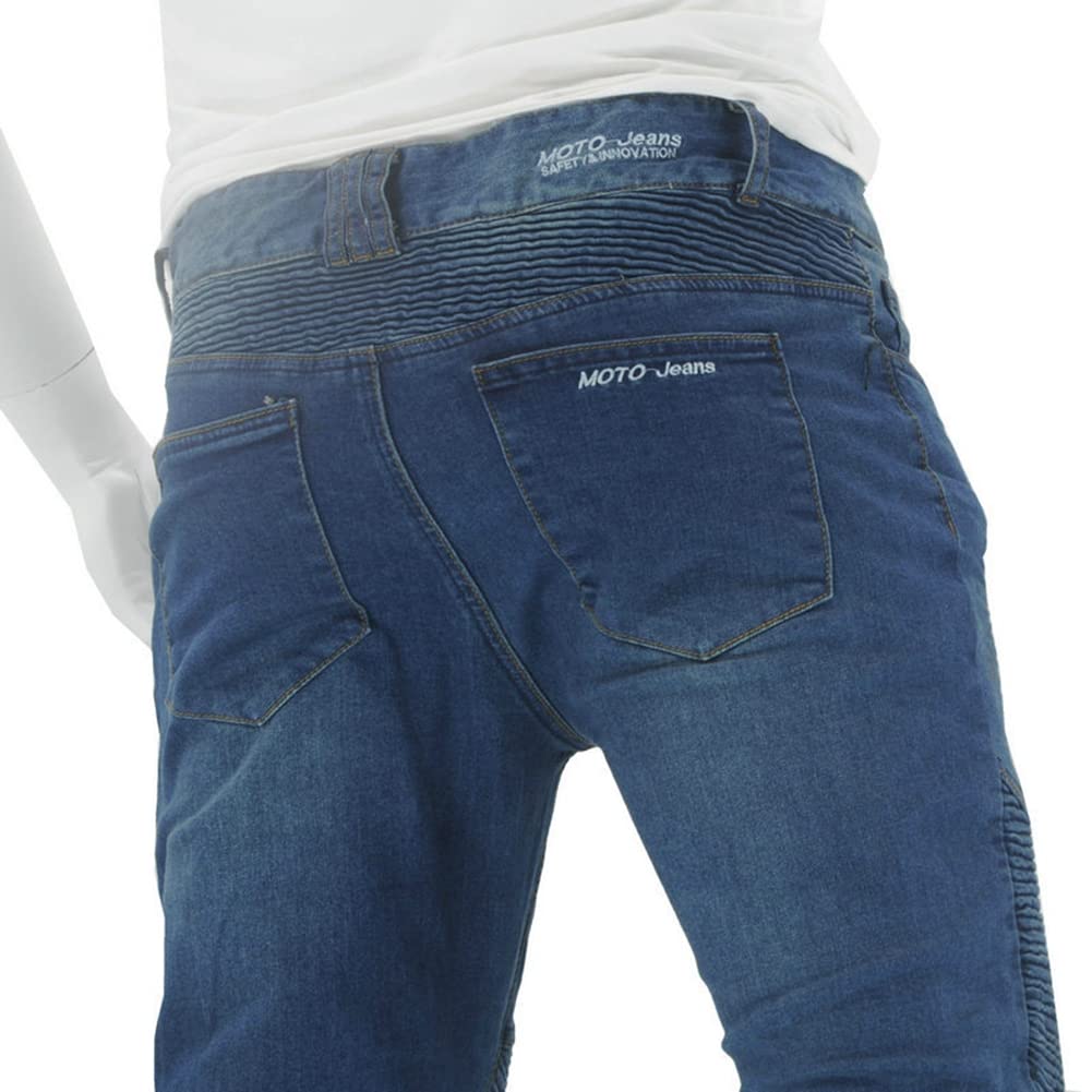 Jeans Uomo Pantaloni Moto Protezioni Biker Jeans Rinforzato Protezione con 2 Estraibile Protezioni Ginocchia E 2 Protettori Anca