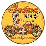 Motorcycle Garage Shop Round Metal Tin Sign Suitable for Home and Kitchen Bar Cafe Garage Wall Decor Retro Vintage 12 x 12 Inch