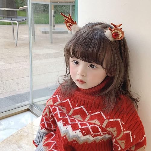 Miniatura 5 de Paquete de 4 pinzas para el cabello de Navidad, cuernos de reno, orejas de accesorio para el cabello, cuernos, tocado, horquilla para fiesta de