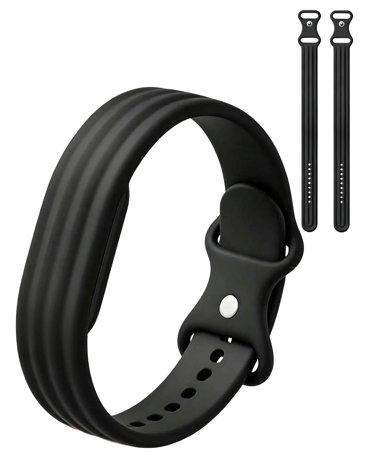 Siebkorb for Google Fitbit Air Nylon Band,Hook and Loop Strap Replacement,Breathable Sport Loop,Adjustable Woven Wristband for Fitbit Air Screenless Fitness Tracker,Non-Original (1, Silicone-Black)