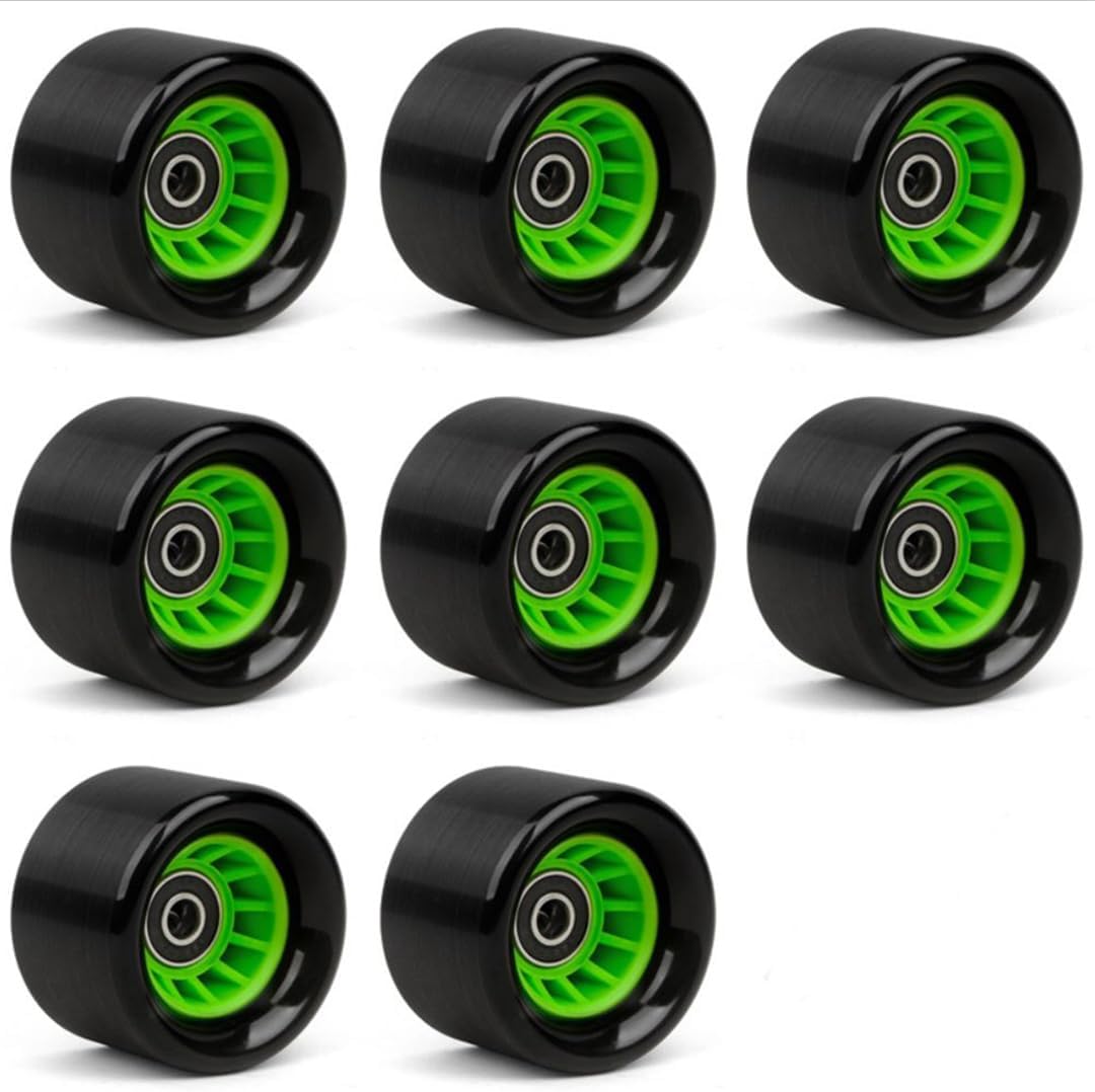 8 Piece 92A 62mm x 42mm QUAD Roller Skates Wheels for Skateboard/Roller Skates (Black, Green)