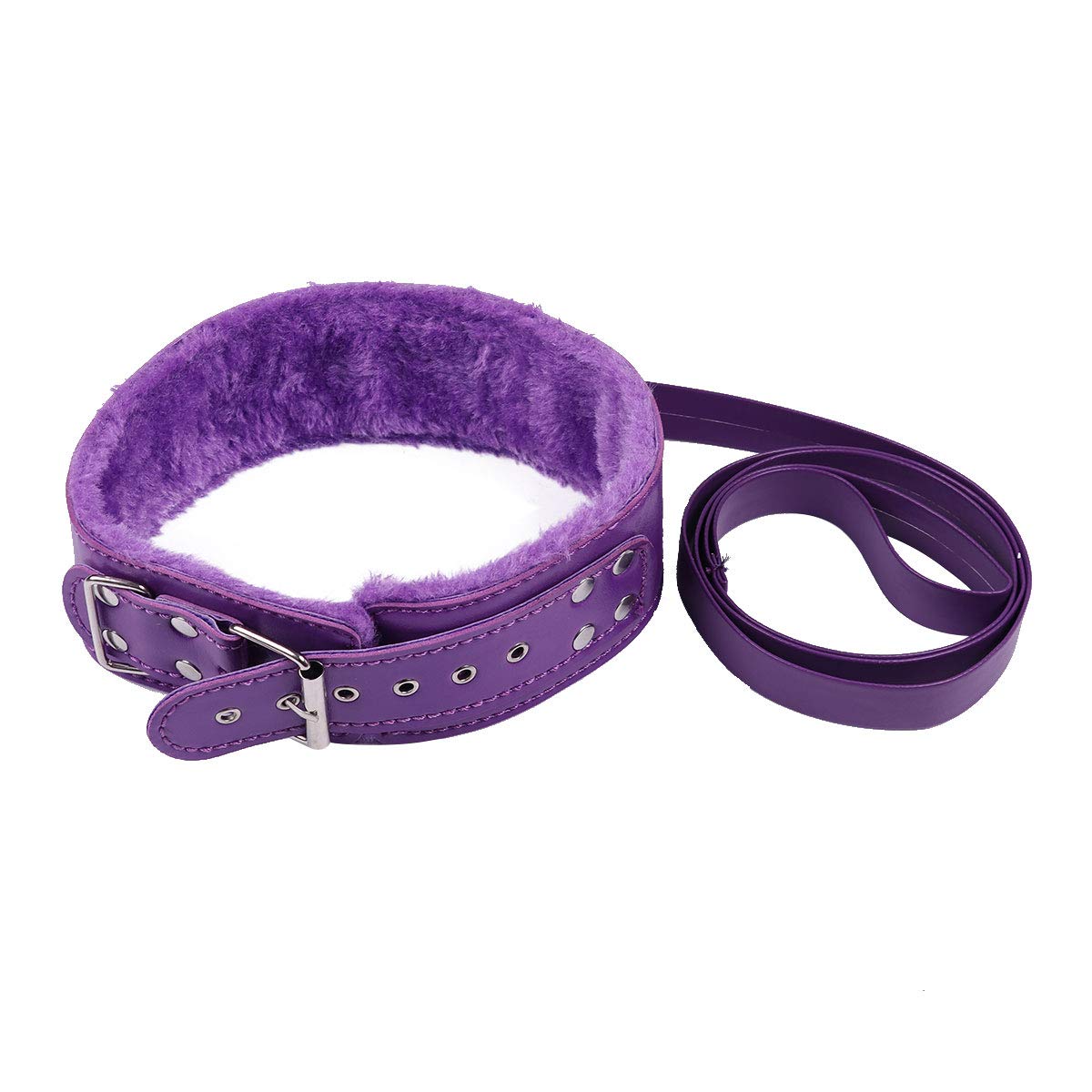 TiaoBug Women's Fuax Leather Soft Fur Collar Choker With Detachable Leash
