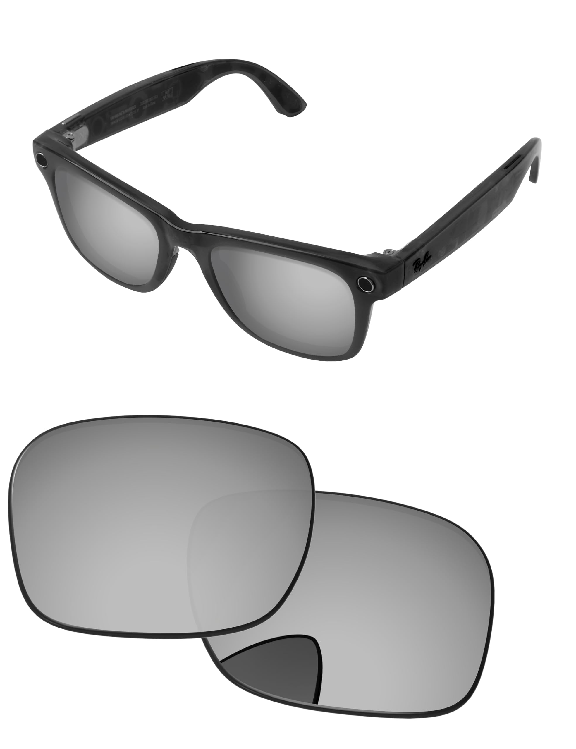 Replacement Lenses for Ray-Ban Meta Wayfarer RW4006 &amp; RW4012 50mm AI Glasses - Photochromic, Anti Blue Light Lens