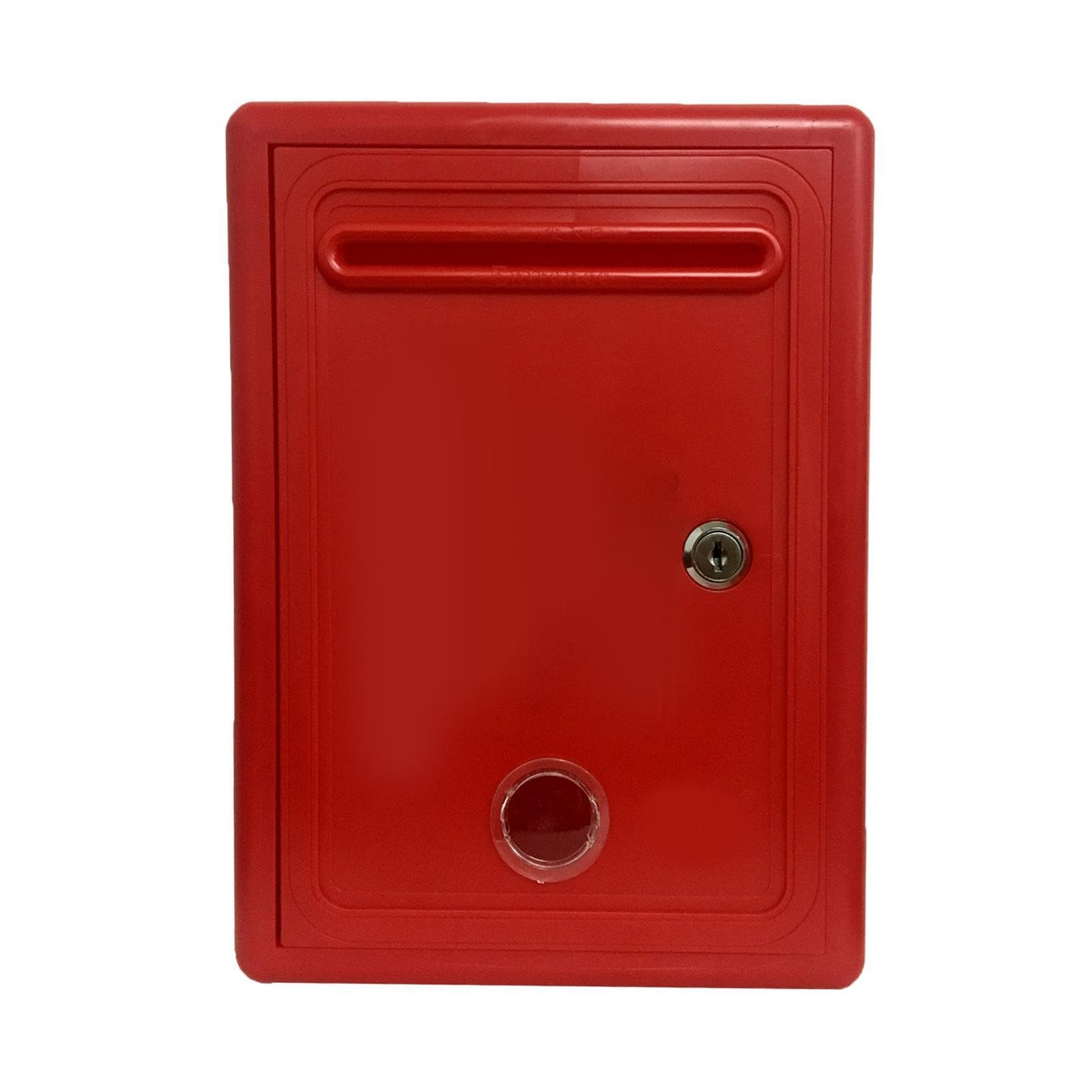 Robuster, abschließbarer Beschwerdekasten mit Sichtfenster, ideal für Büros, als Spendenbox oder wasserdichte Beschwerdebox, Rot