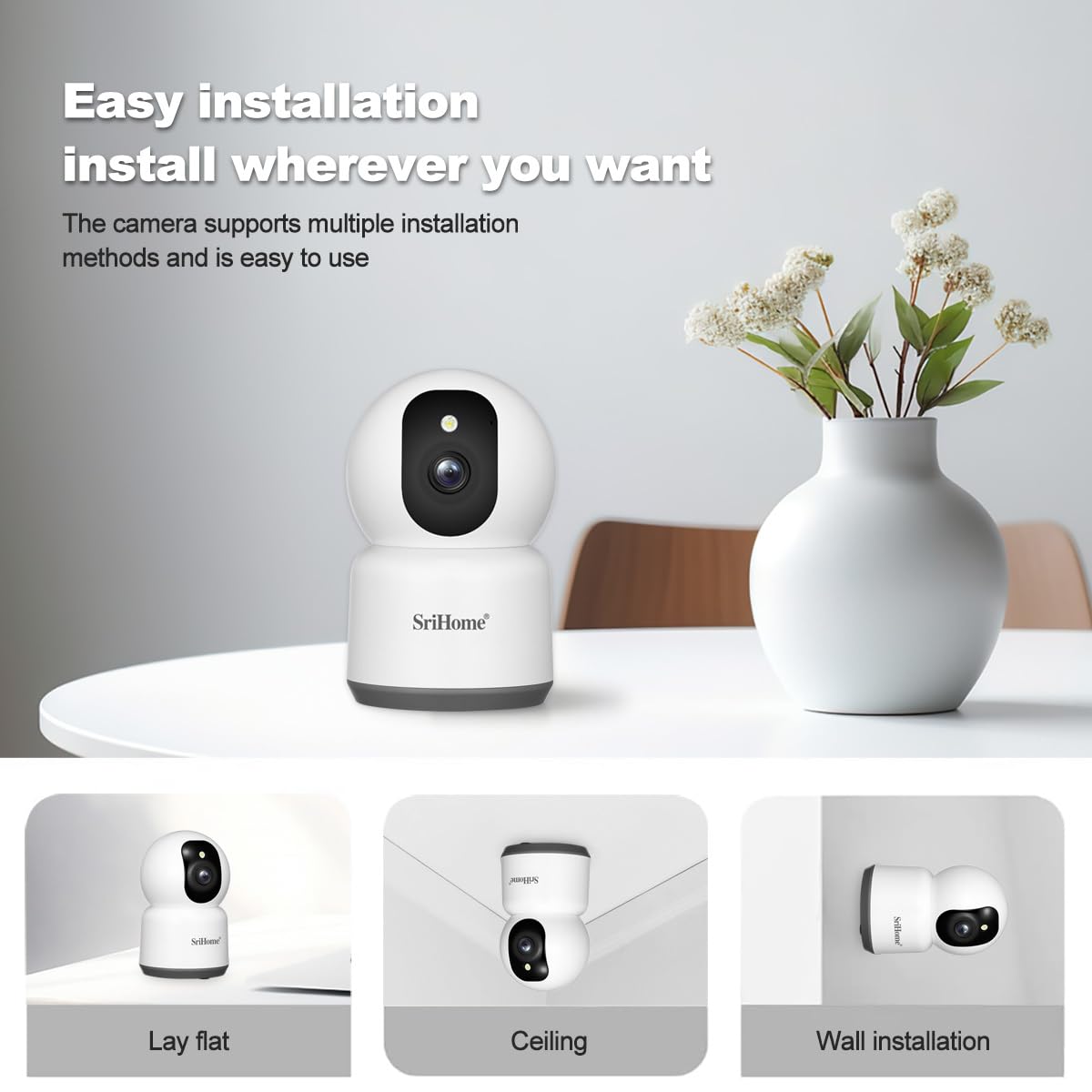 SRIHOME Camera di sorveglianza 5MP 2.4GHz/5GHz WiFi