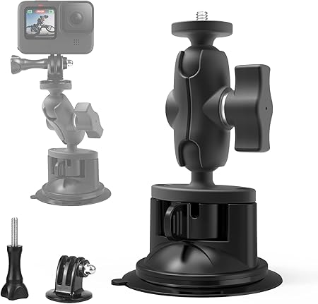 yantralay Car Suction Mount with Rotatable Ball Head - Compatible with Insta ONE X3/X2, ONE R/RS, Insta Ace/Ace pro, Hero 12/11/10, DJI Osmo Action 4/3 & Other Smartphones & Action Cameras