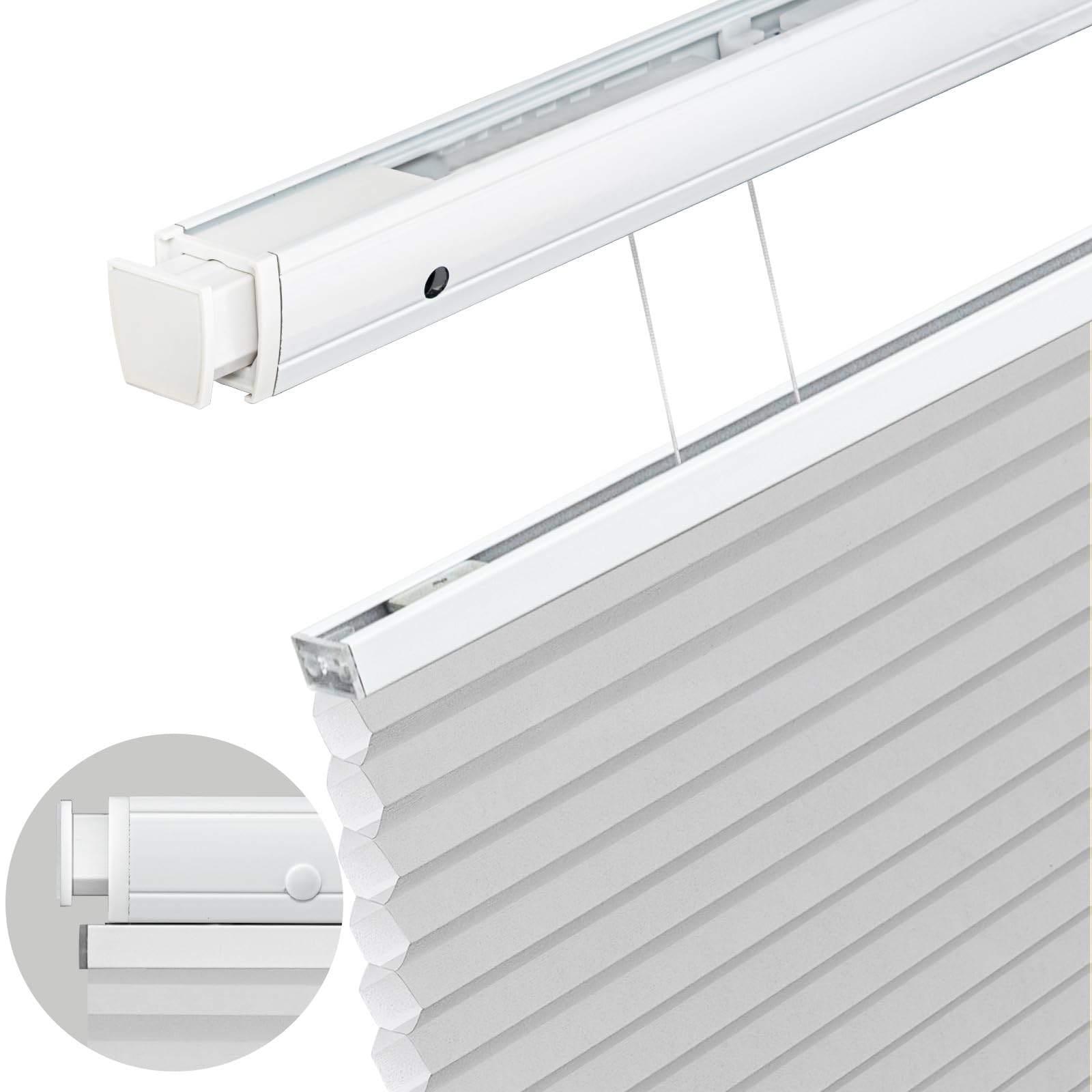 Moonice Top Down Bottom Up Honeycomb Blinds No Drill No Tools Cordless Cellular Pleated Shades Light Filtering Thermal Window Shades Custom for Home Bedroom Office (Gray, 50cm W x 150cm H)