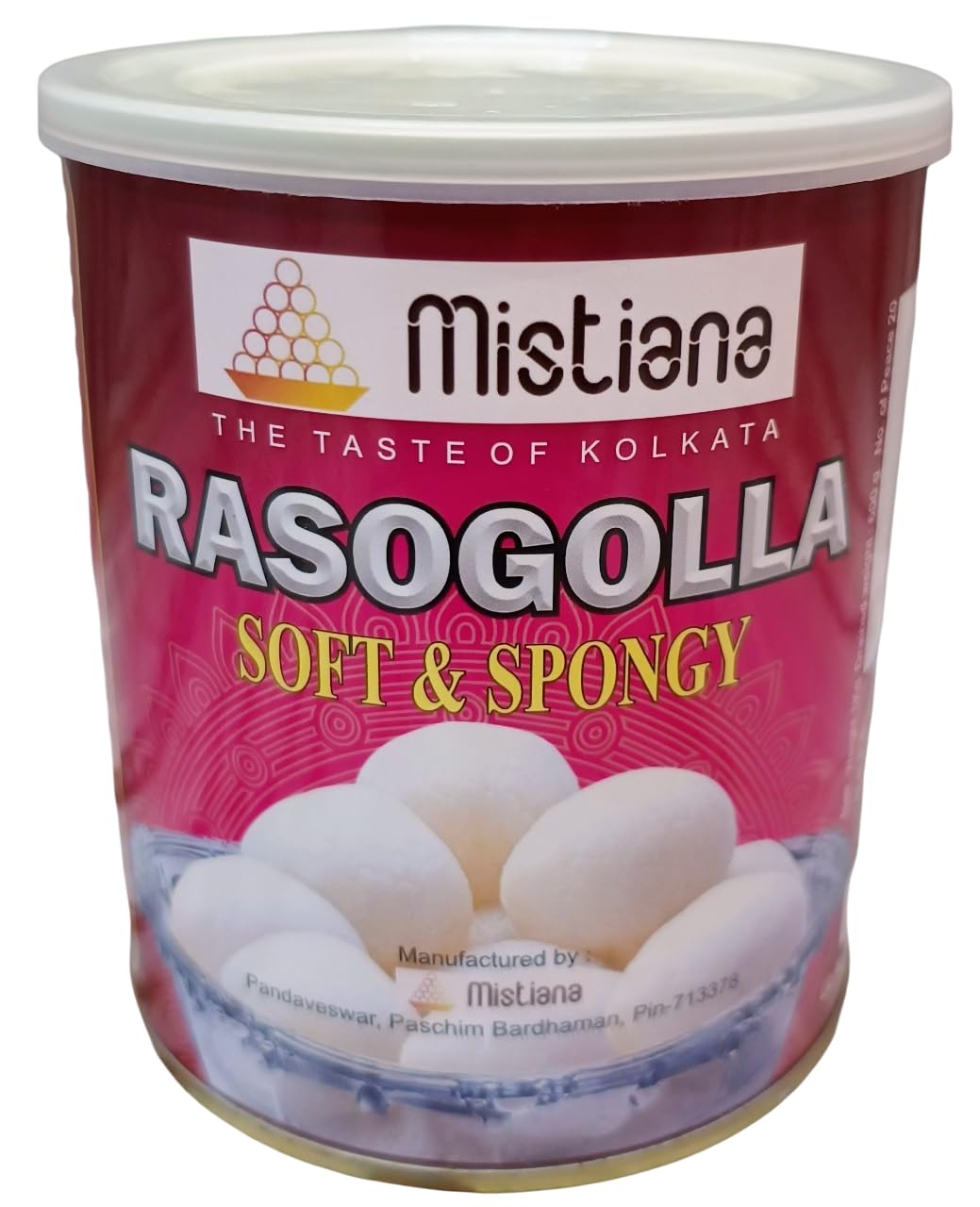 Mistiana Premium Kolkata Rosgulla (20 Pcs) Tin - Soft, Fluffy & Juicy Bengali Rasgullas | Rosogolla | Rasgulla | 1 kg Pack (B0D1S6B4L4) Amazon Price History, Amazon Price Tracker