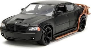 Jada Toys F&F Dodge Charger Heist Car, Fast and Furios, 1:24, Muscle Car, Conocido en la Serie de películas, Color Negro