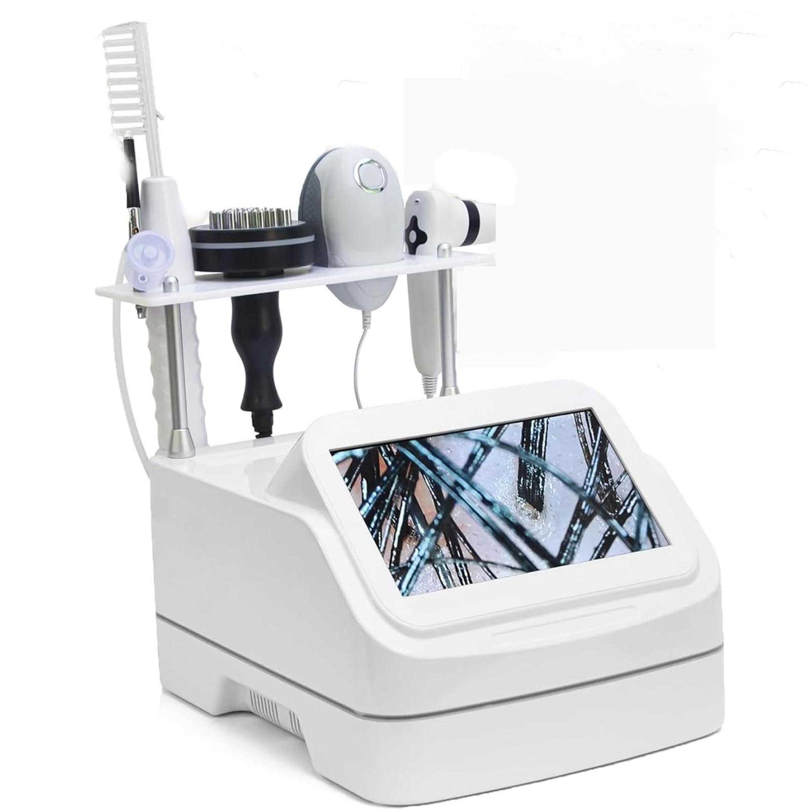 Máquina de Cuidado capilar con masajeador de Cuero cabelludo 5 en 1, Analizador de Cabello y Piel de 10 Pulgadas con 5 Cabezales de Masaje, para Crecimiento